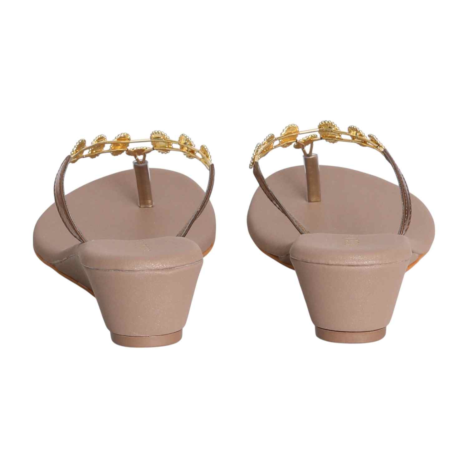 Women Golden Charm Wedge Sandals