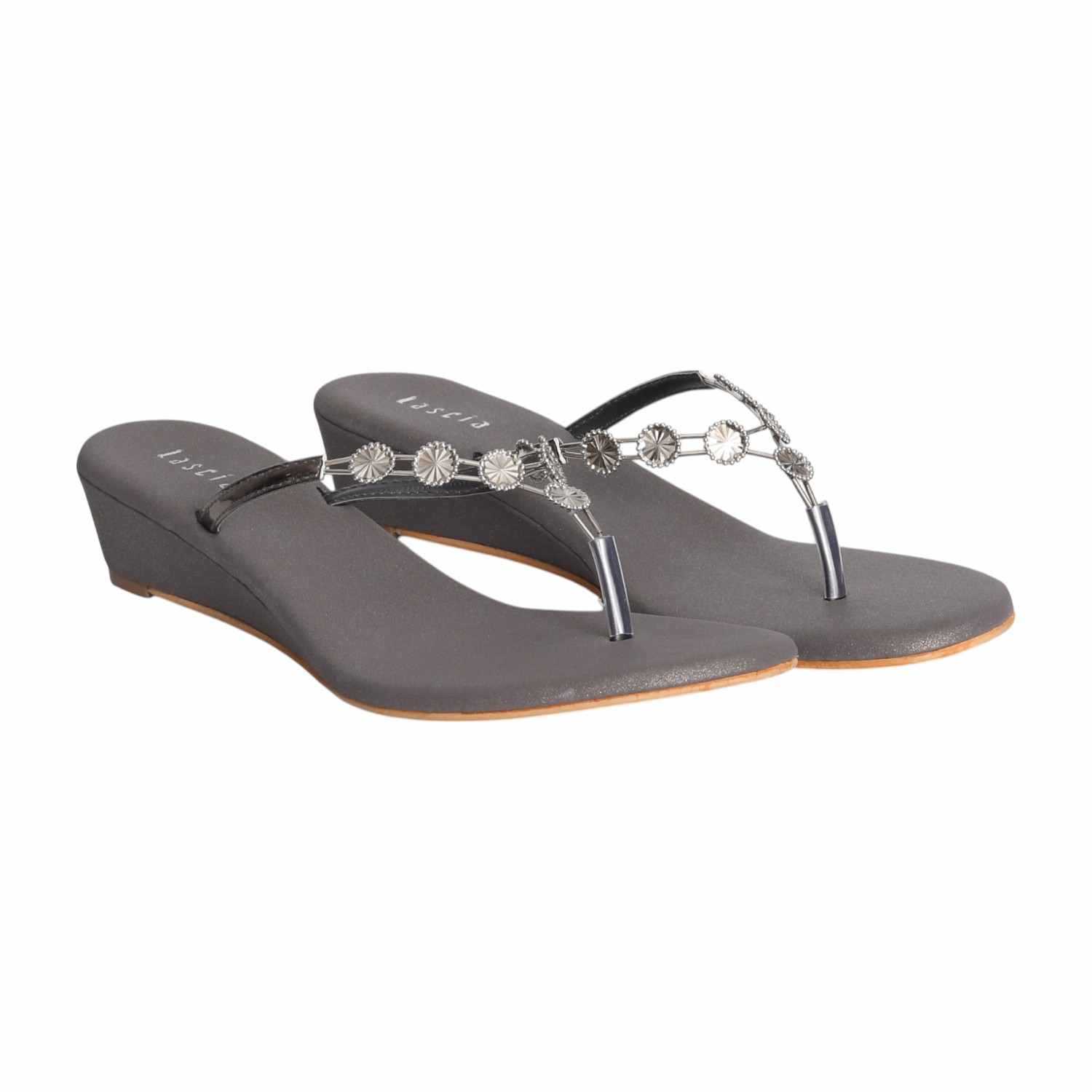 Women Silver Charm Wedge Sandals