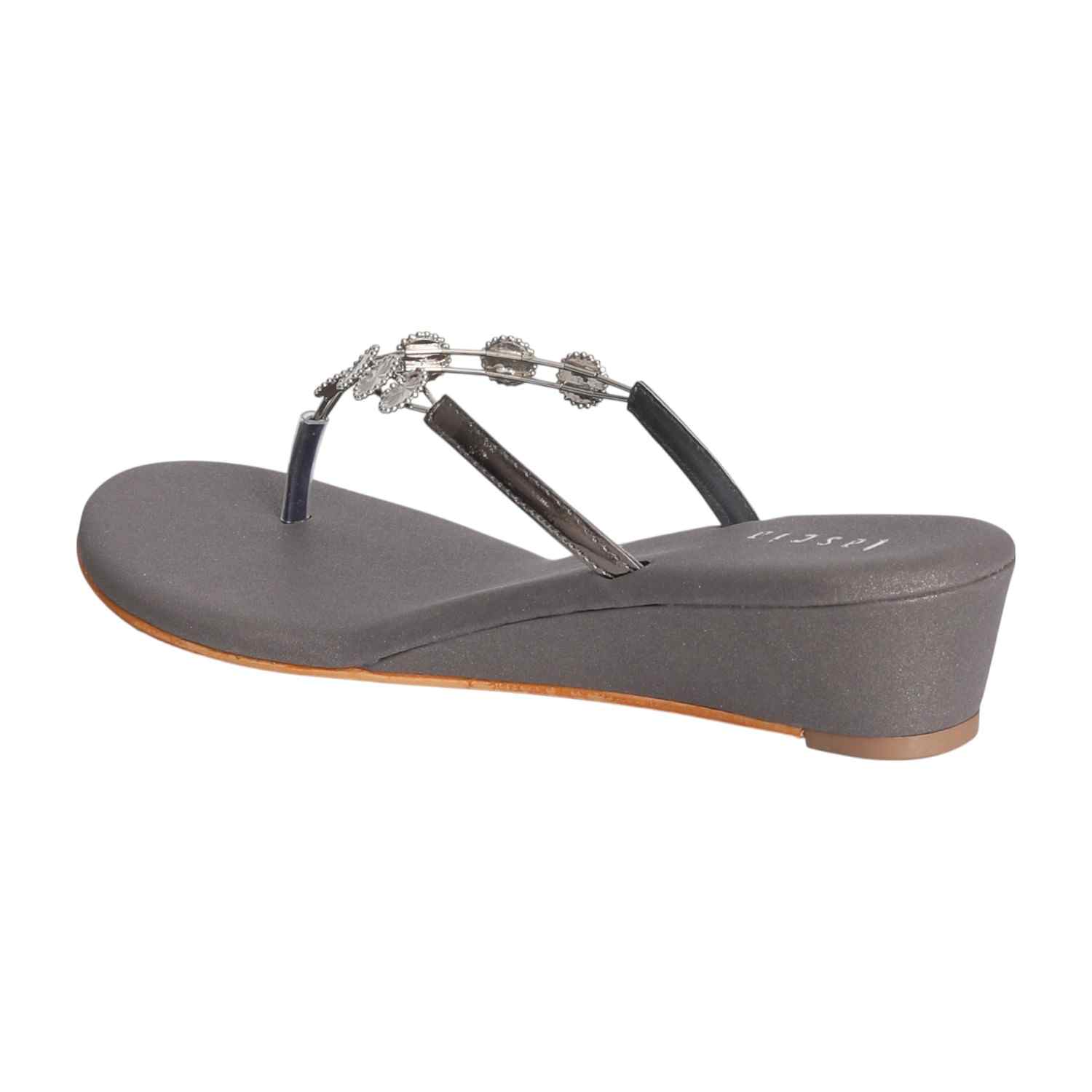 Women Silver Charm Wedge Sandals