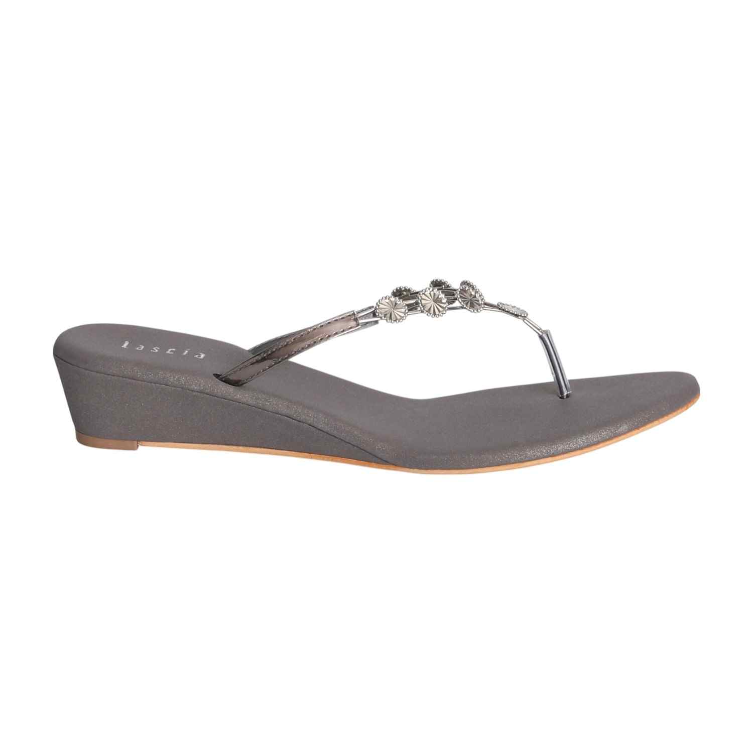Women Silver Charm Wedge Sandals