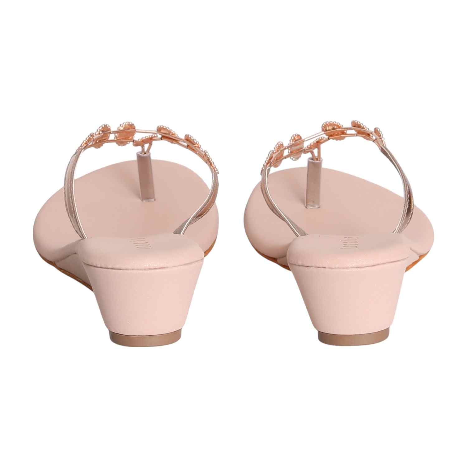 Women Rose Gold Charm Wedge Sandals