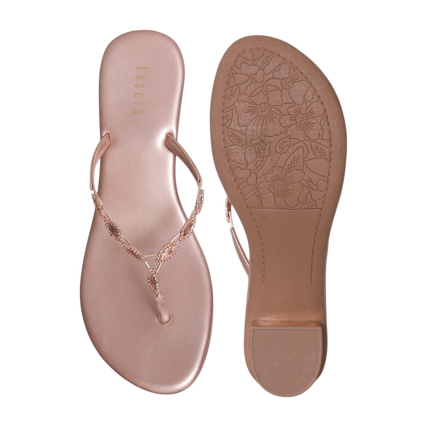 Women Rose Gold Block heel sandals