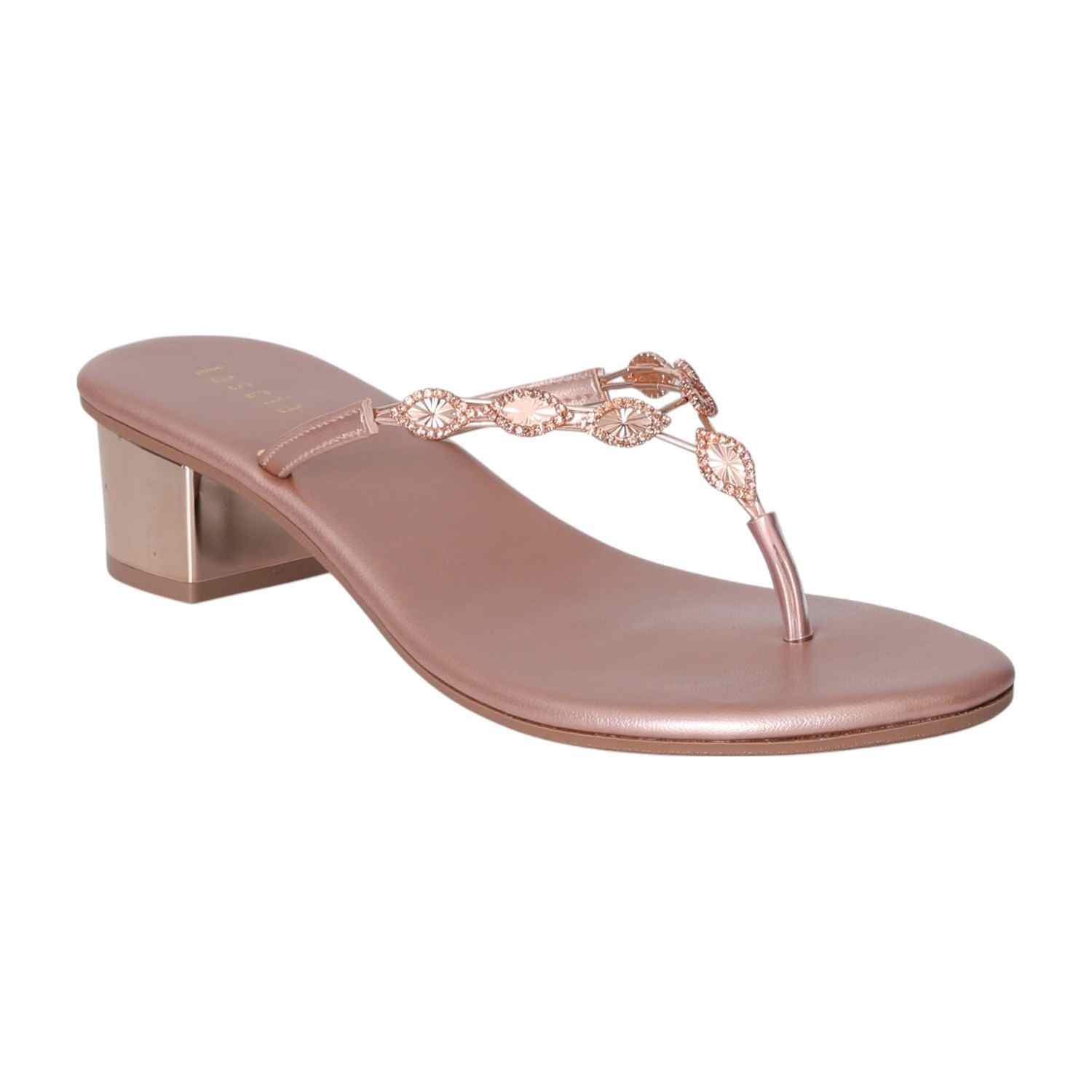 Women Rose Gold Block heel sandals