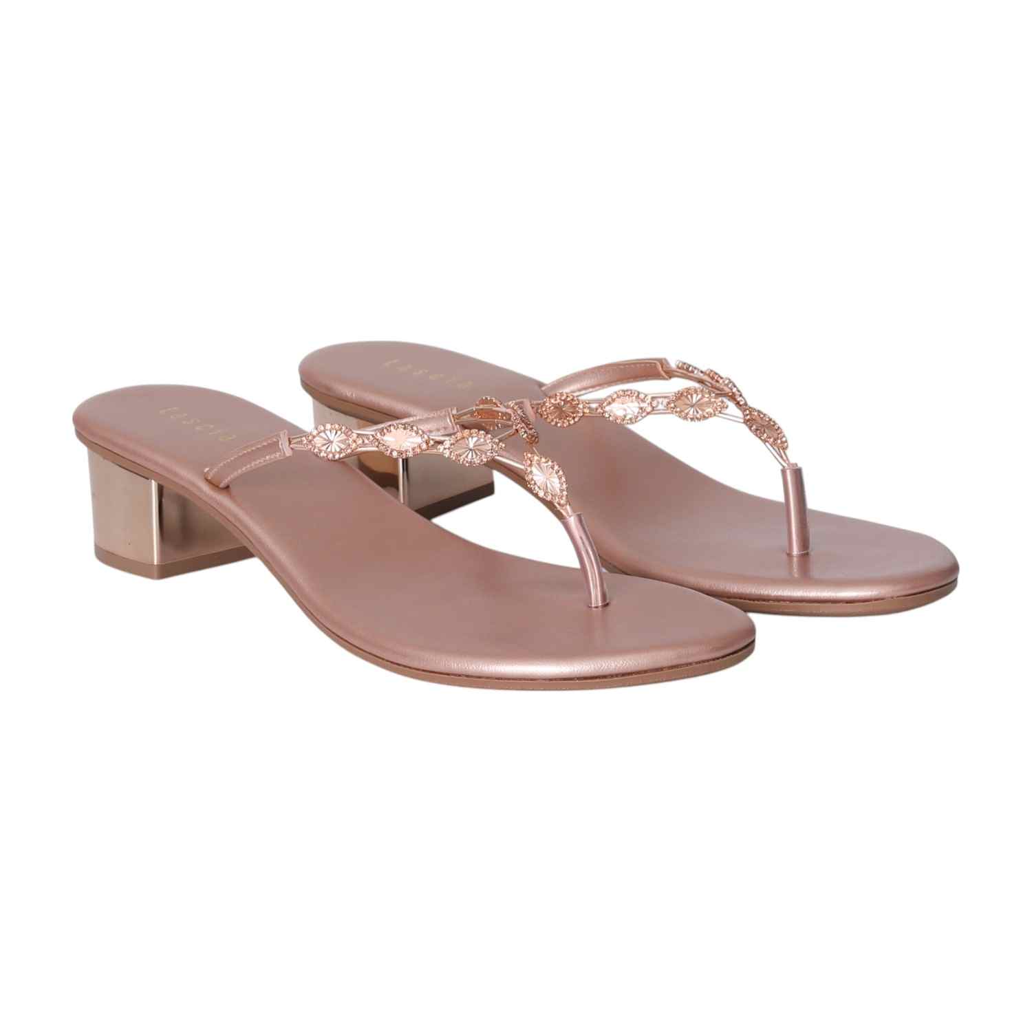 Women Rose Gold Block heel sandals