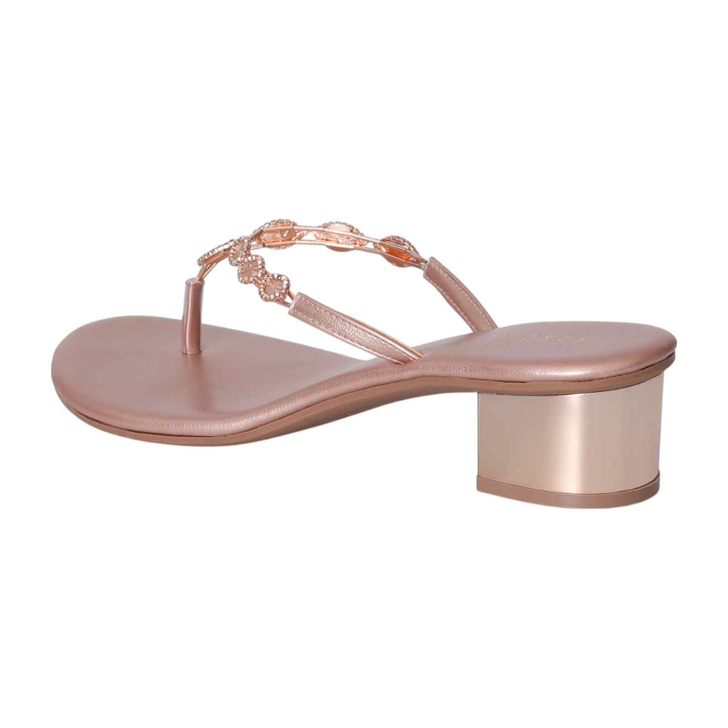 Women Rose Gold Block heel sandals