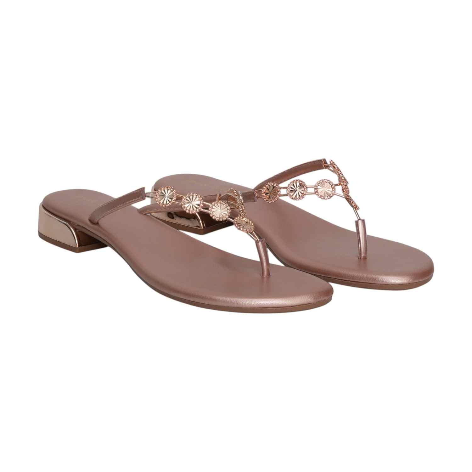 Rose Gold Coloured Heels with Embellishments for Women