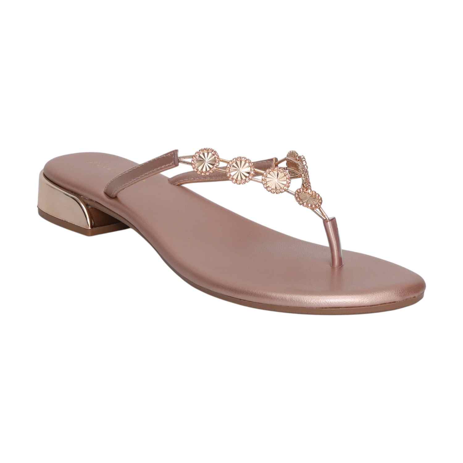 Rose Gold Coloured Heels with Embellishments for Women