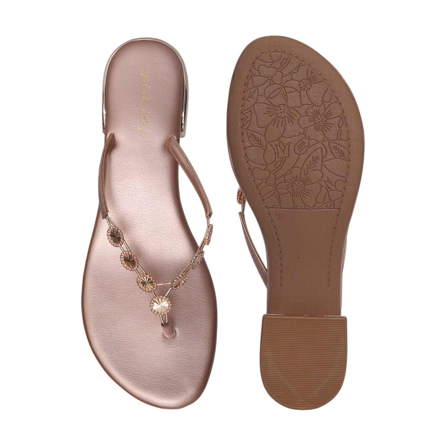 Rose Gold Coloured Heels with Embellishments for Women