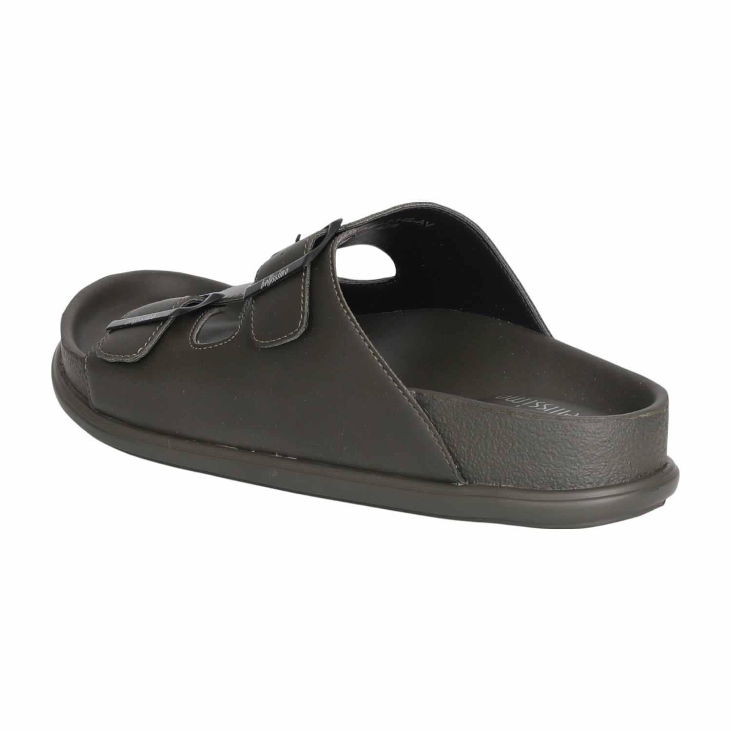 Men Olive Green Double Buckle Slide Sandals