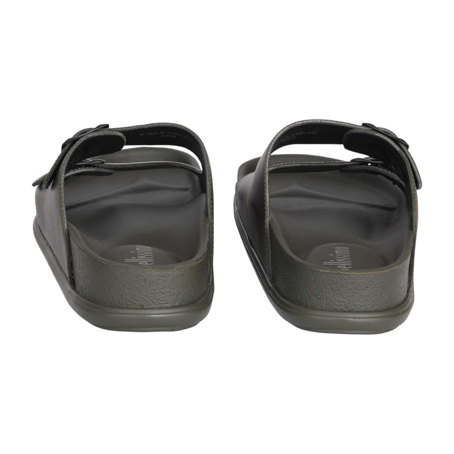 Men Olive Green Double Buckle Slide Sandals