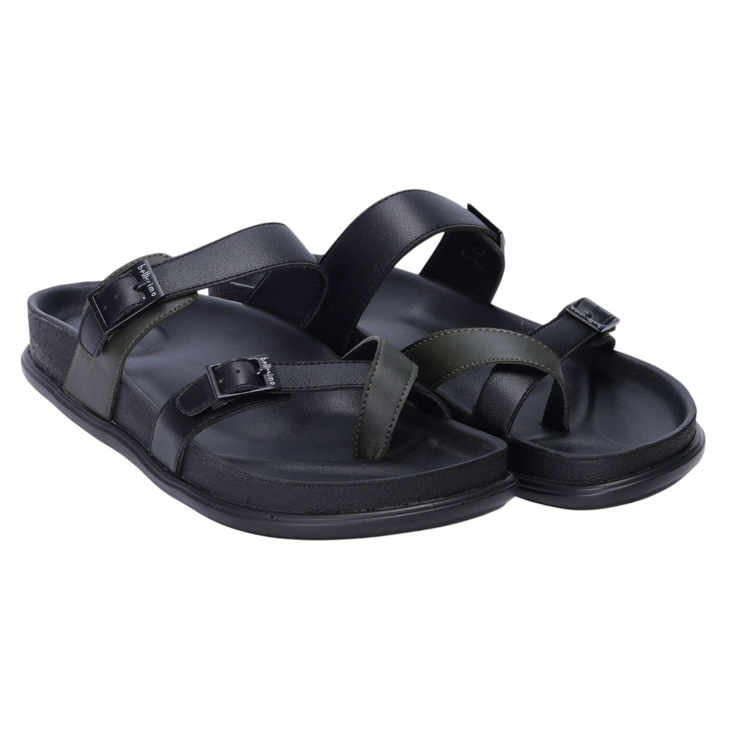 Men Black Dual Strap Comfort Chappal