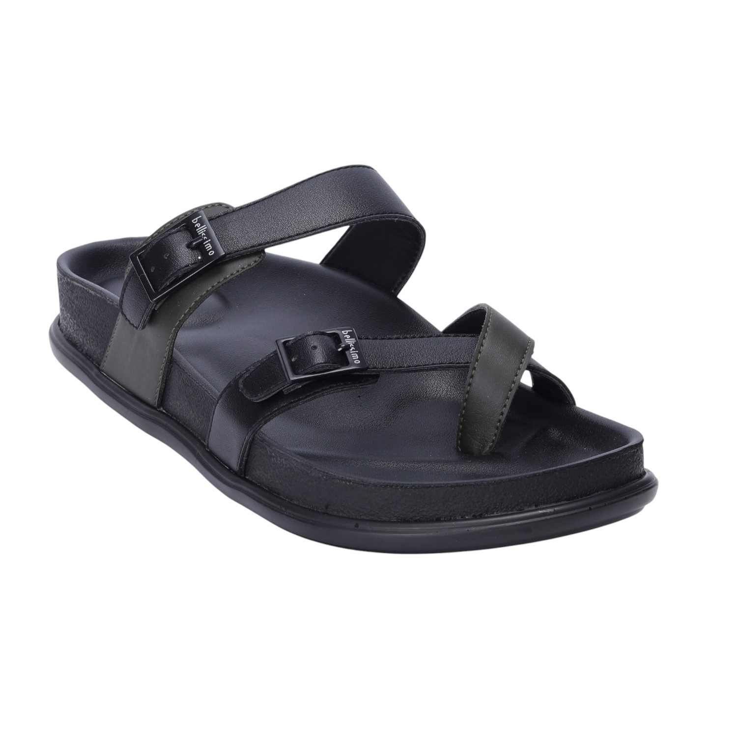 Men Black Dual Strap Comfort Chappal