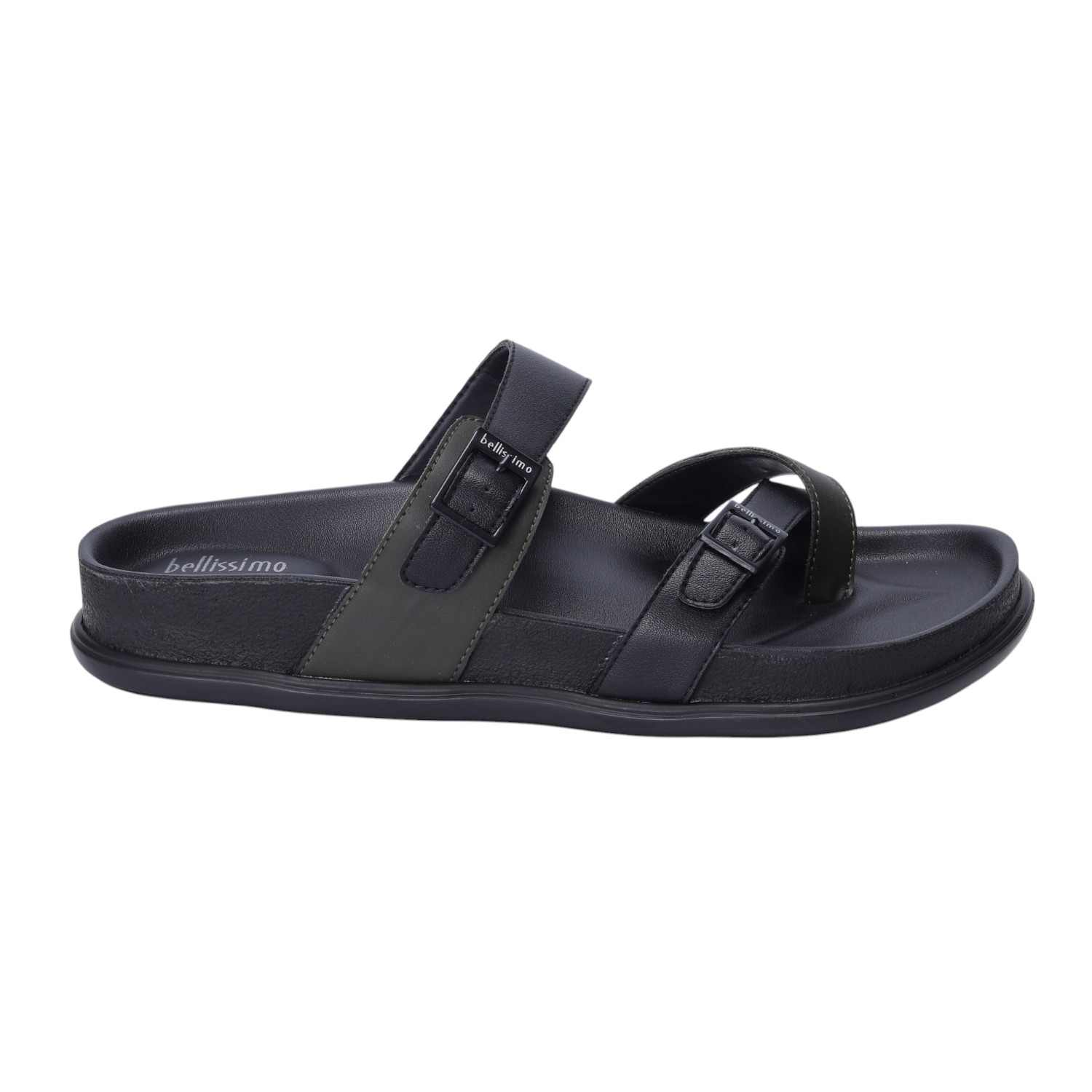 Men Black Dual Strap Comfort Chappal