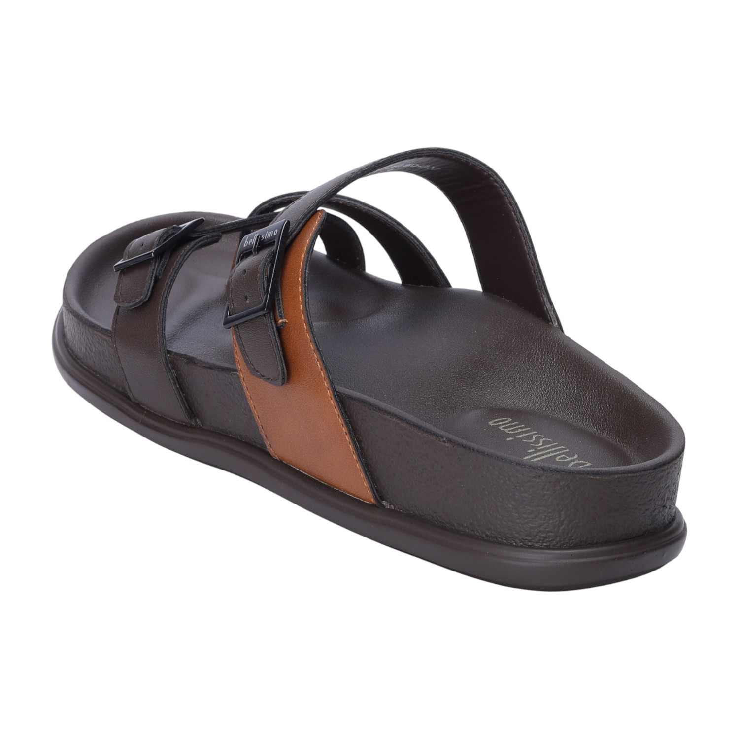 Men Brown Dual Strap Comfort Chappal