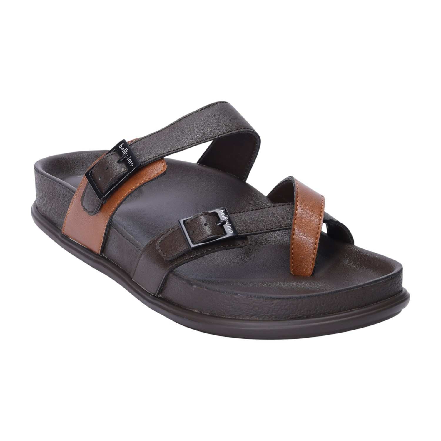 Men Brown Dual Strap Comfort Chappal