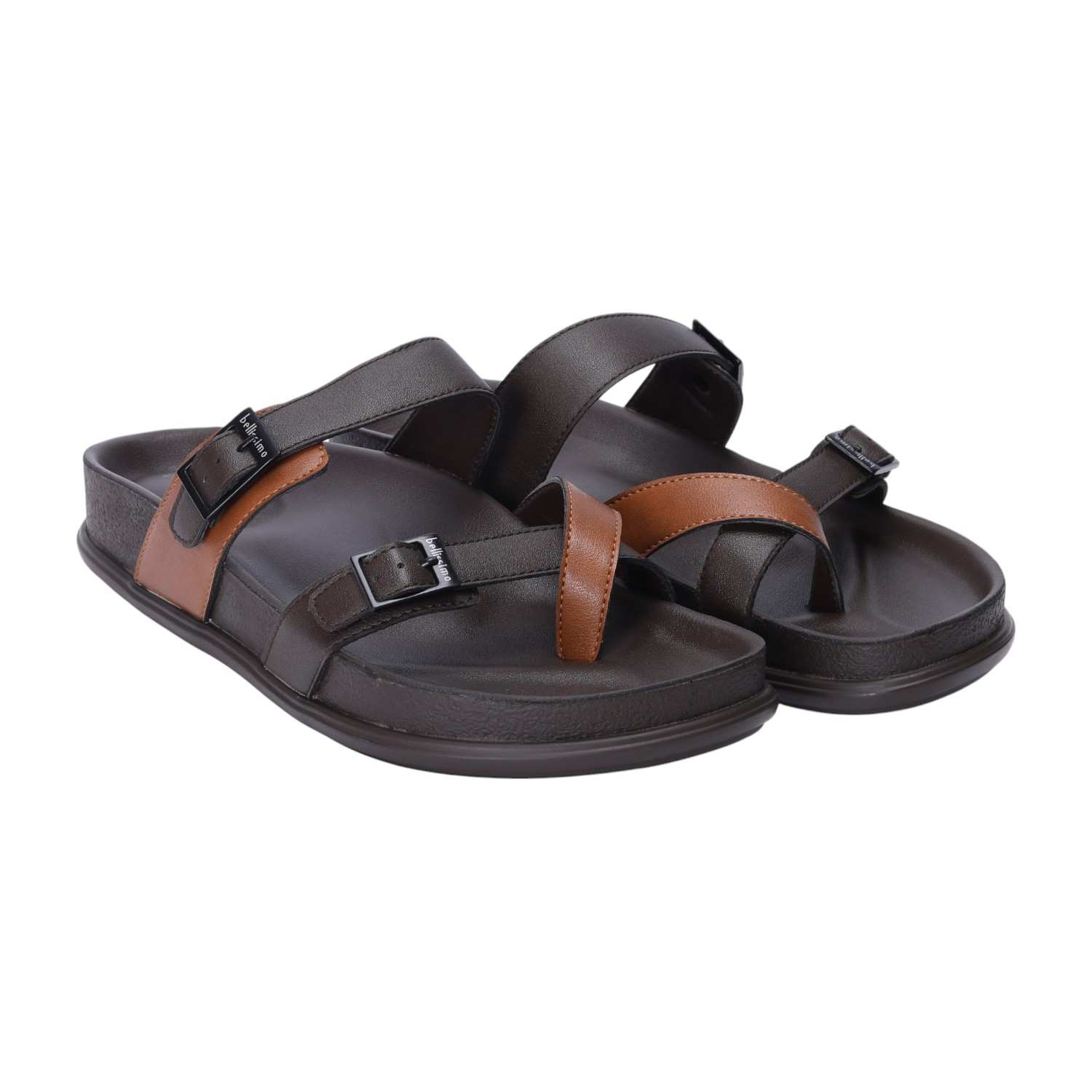 Men Brown Dual Strap Comfort Chappal