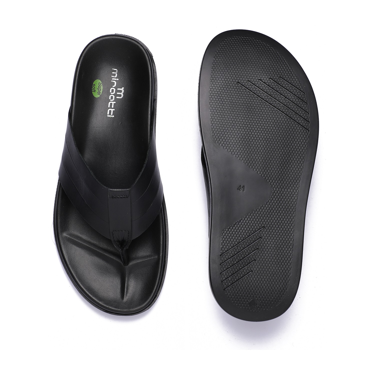 Black Minimalist Chappal For Men