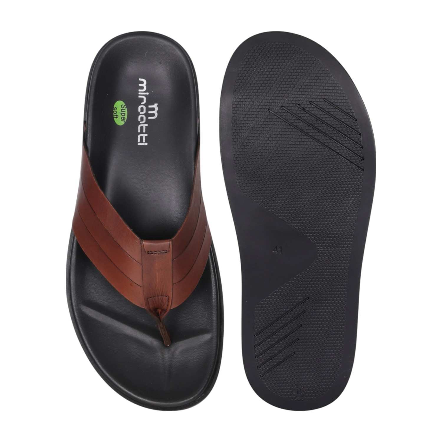 Men Pine Striped Strap Thong Sandal