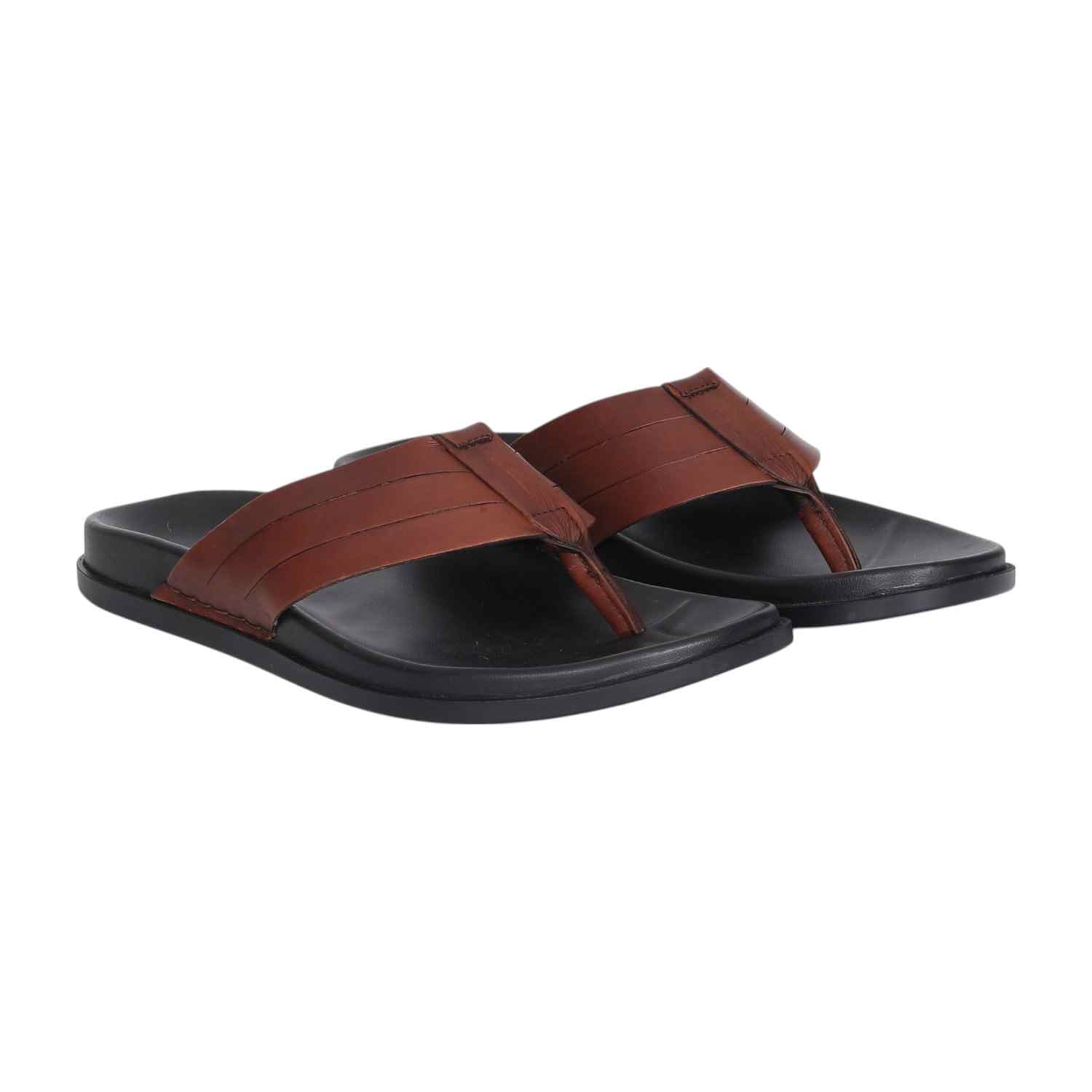 Men Pine Striped Strap Thong Sandal