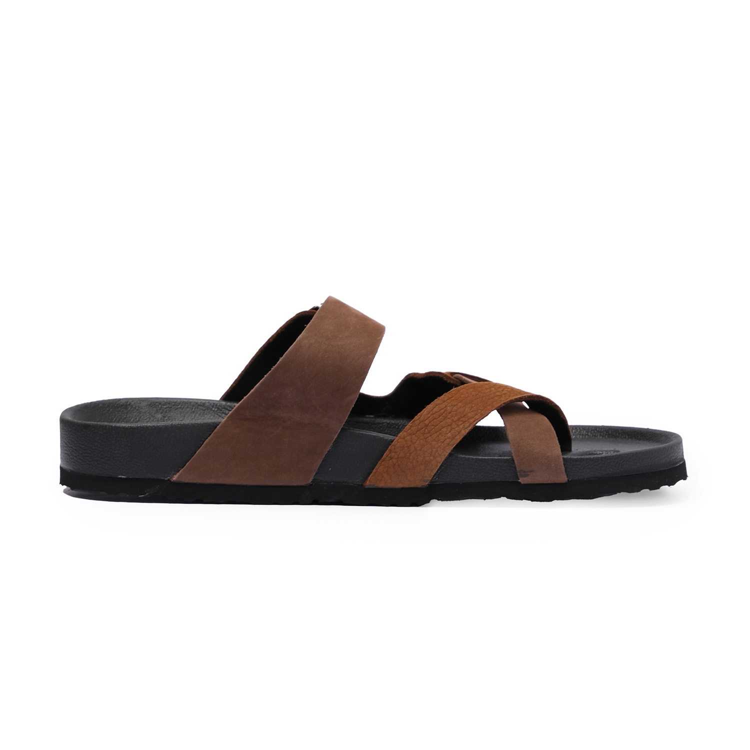 Men Brown Casual Chappal with Buckle Straps