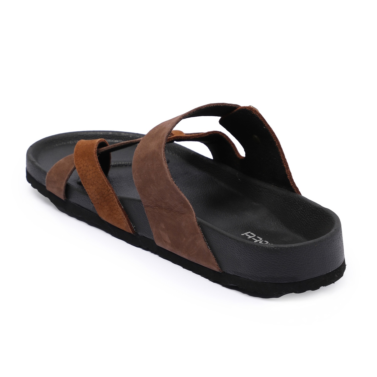 Men Brown Casual Chappal with Buckle Straps