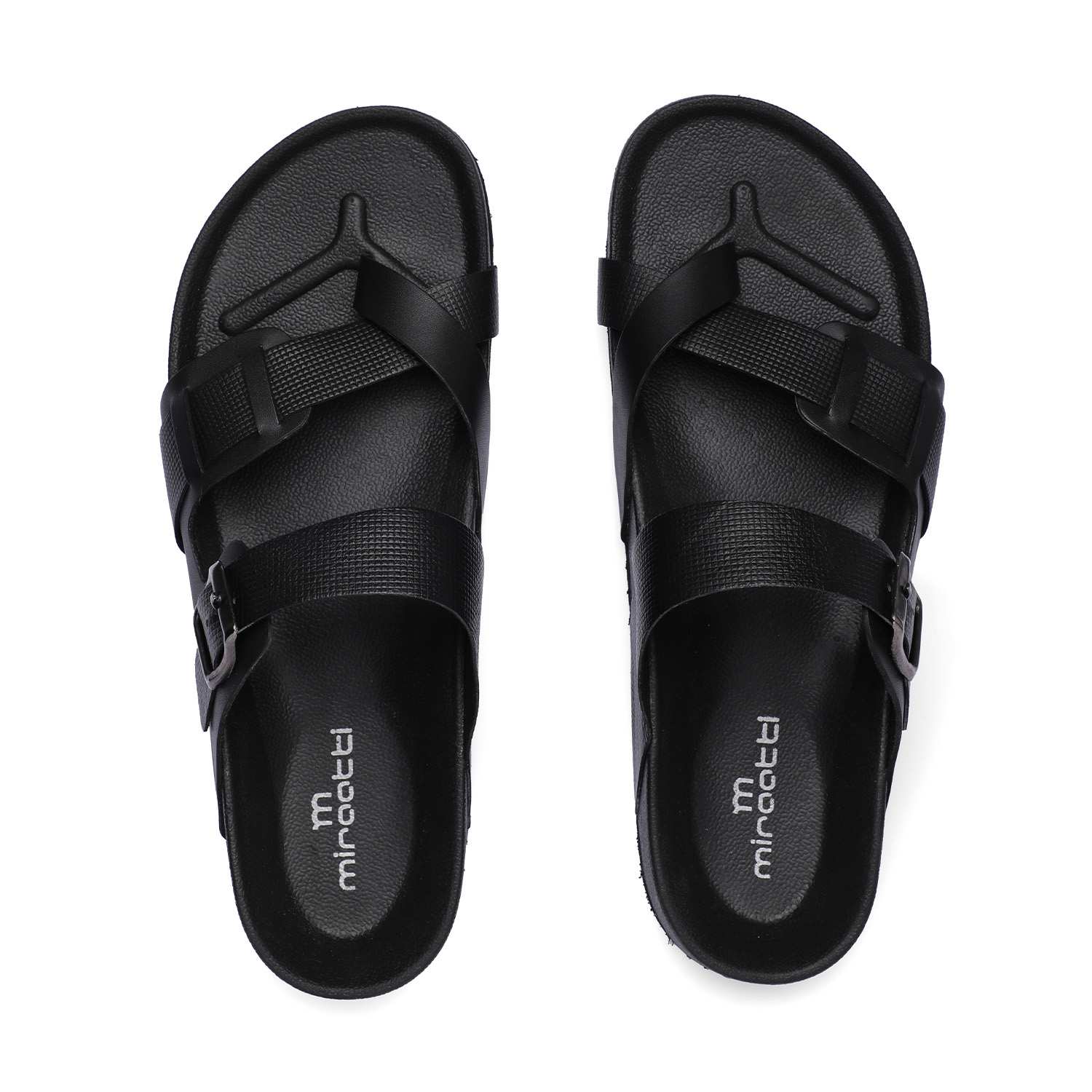 Men Black Buckled Comfort Chappal