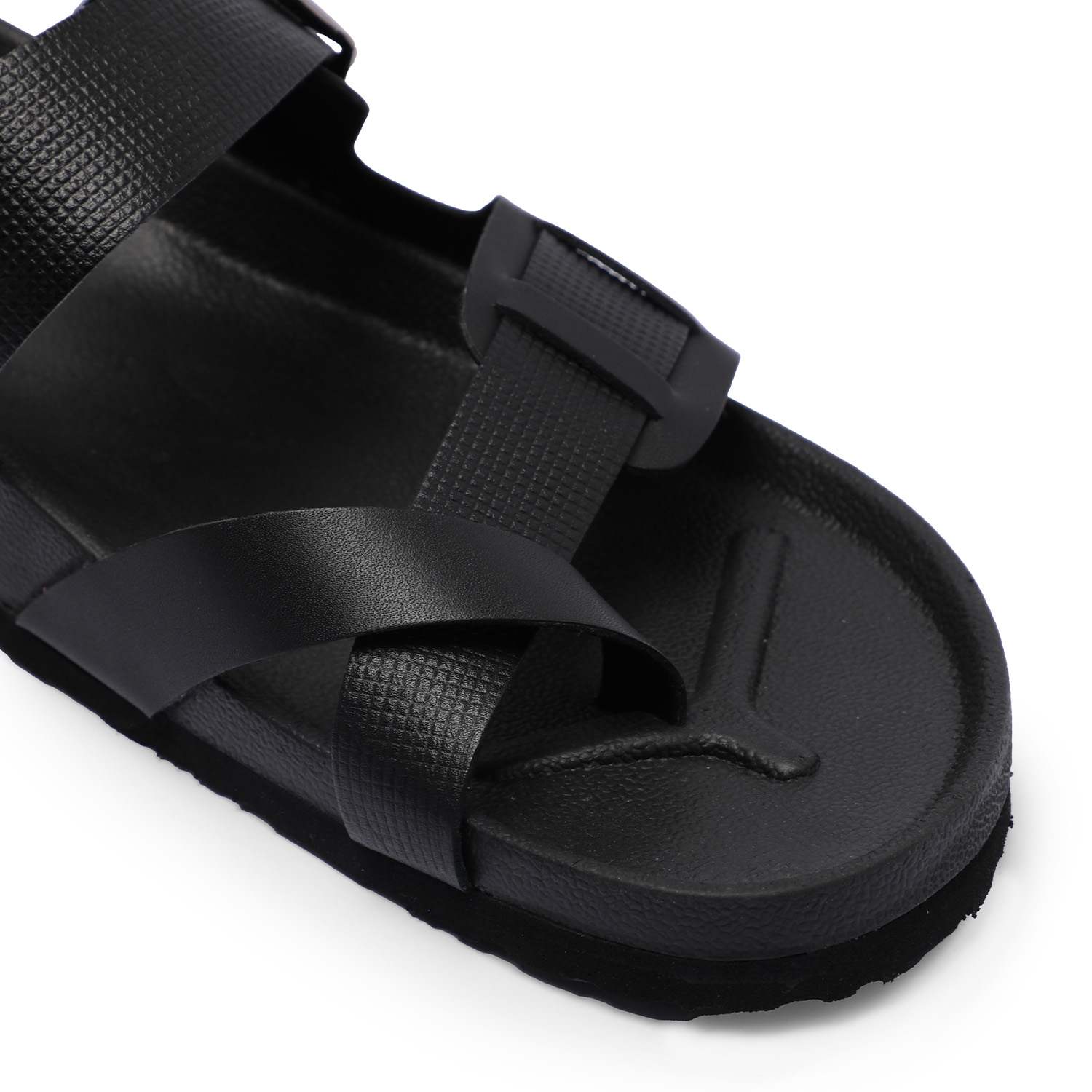 Men Black Buckled Comfort Chappal
