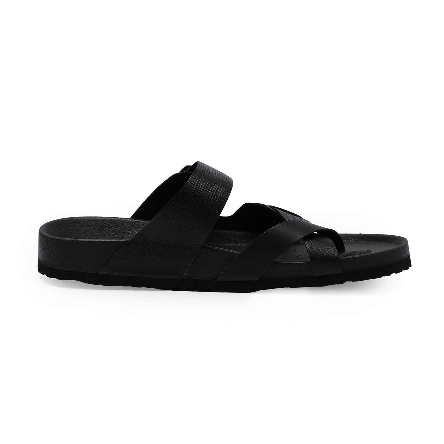 Men Black Buckled Comfort Chappal