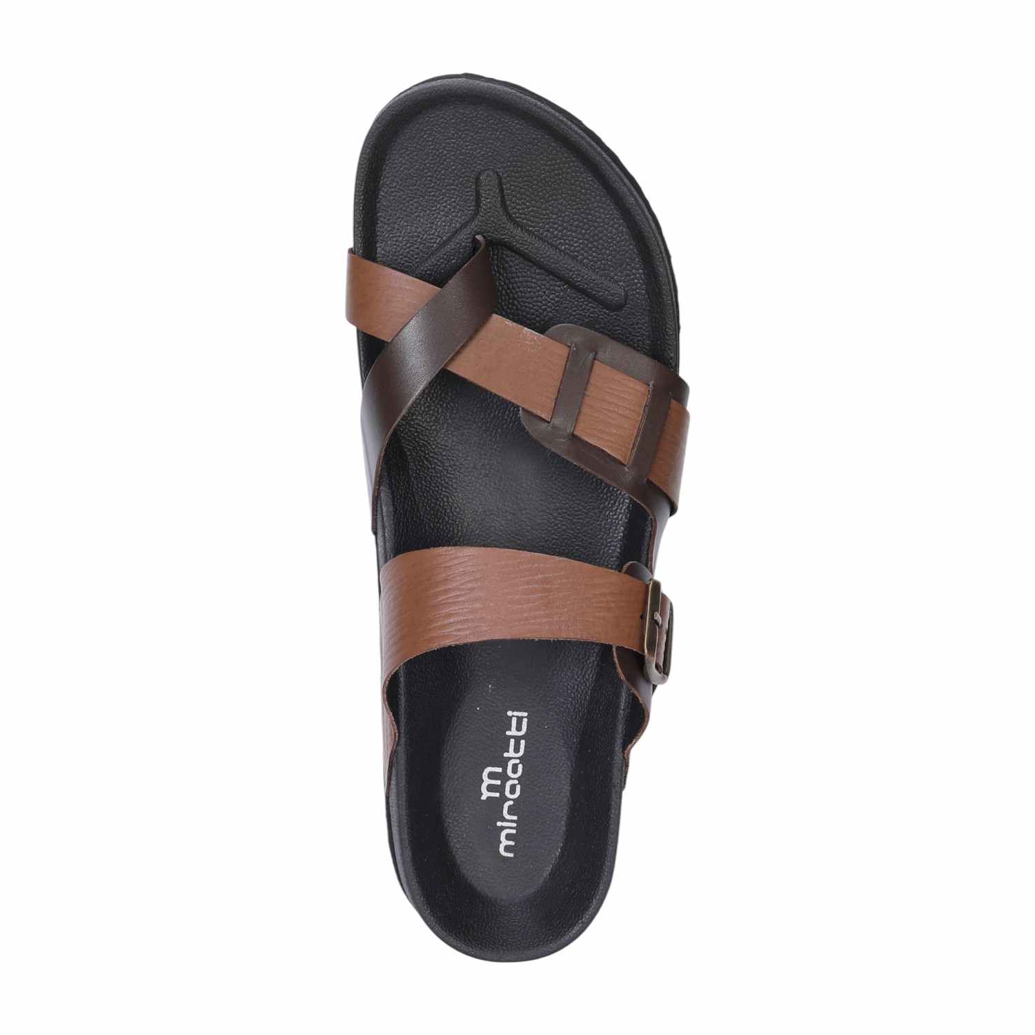 Men Brown Cross Strap Comfort Chappal