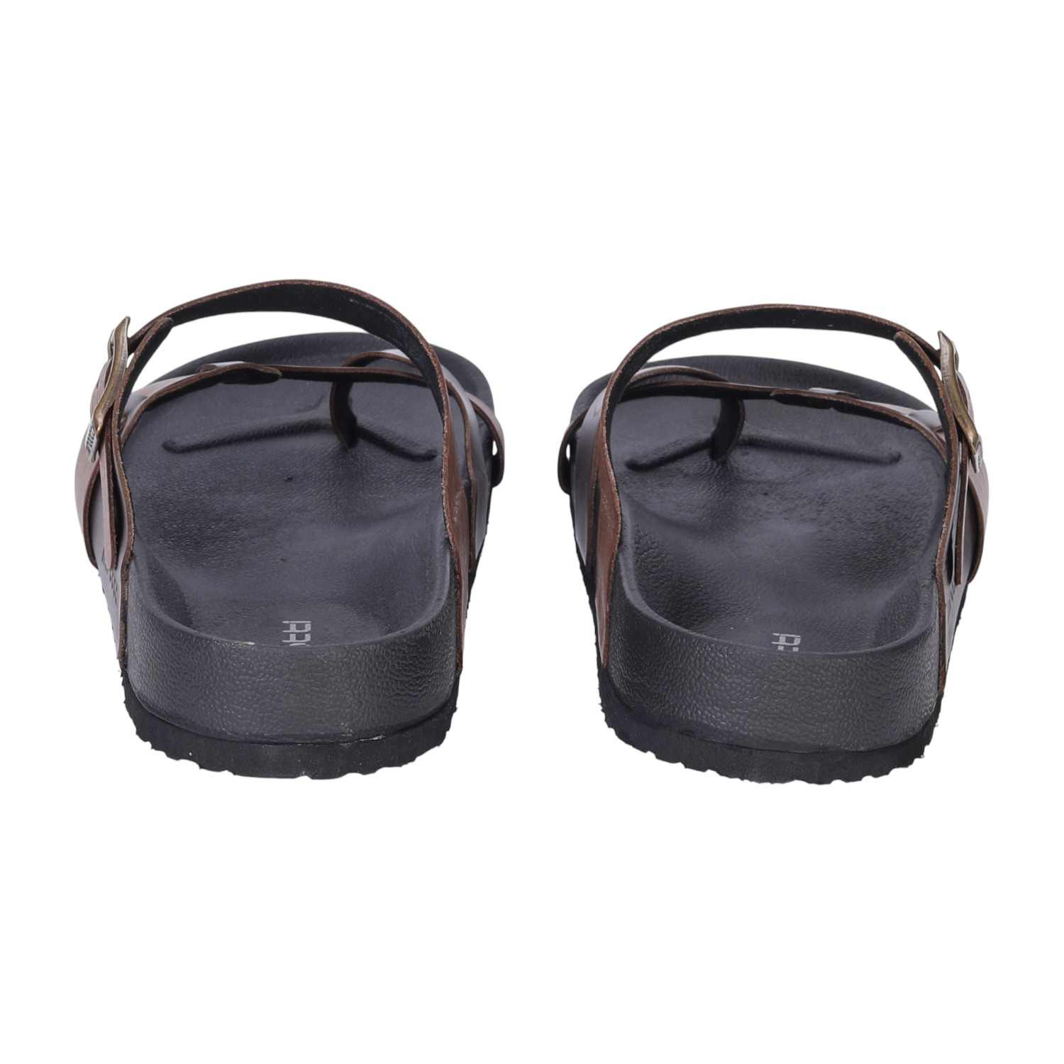 Men Brown Cross Strap Comfort Chappal