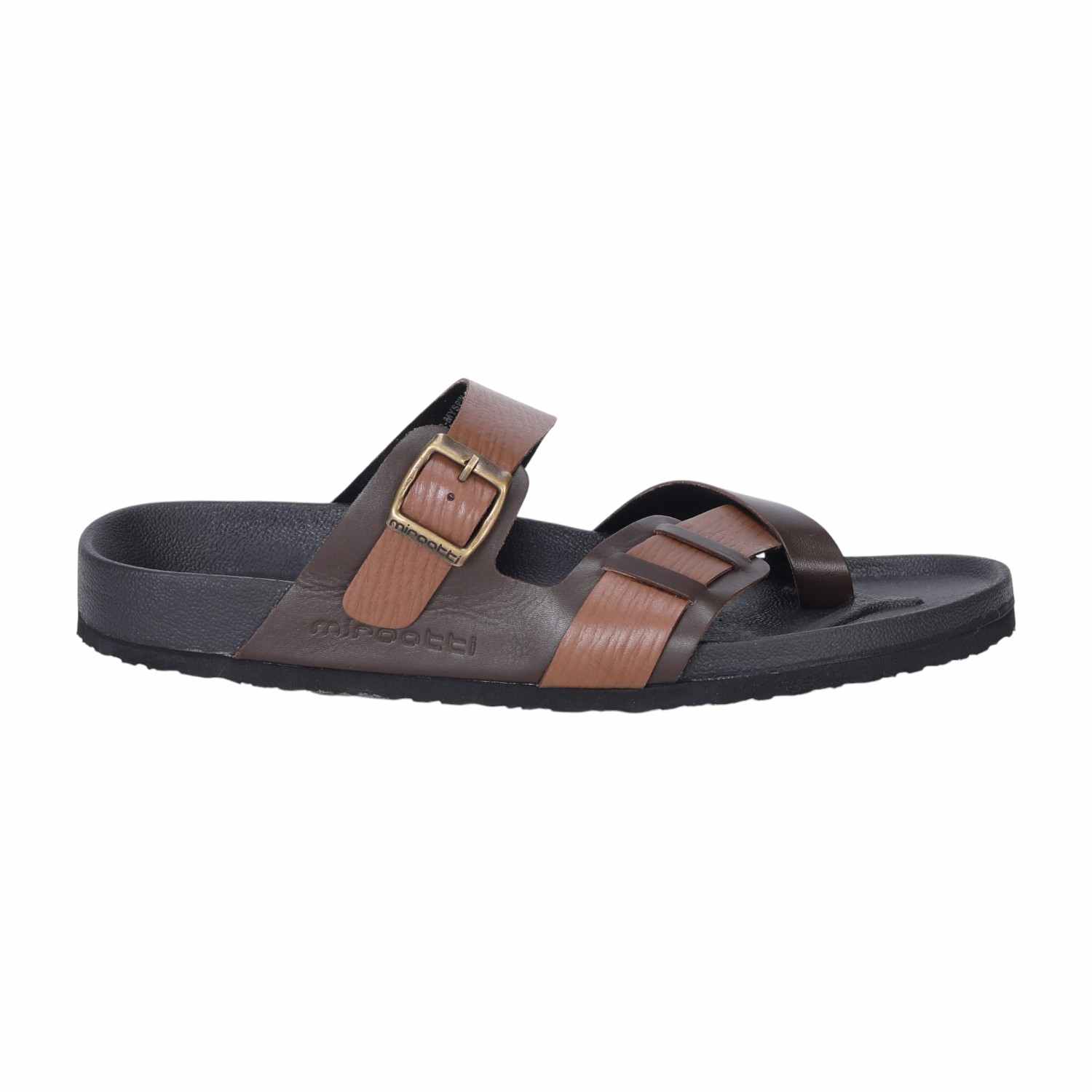 Men Brown Cross Strap Comfort Chappal
