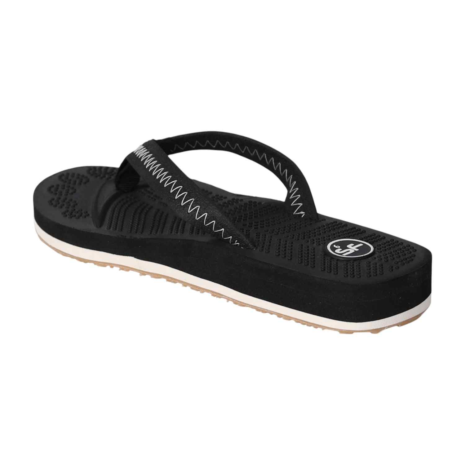 WoMen Black Minimal Stitch Flip Flops