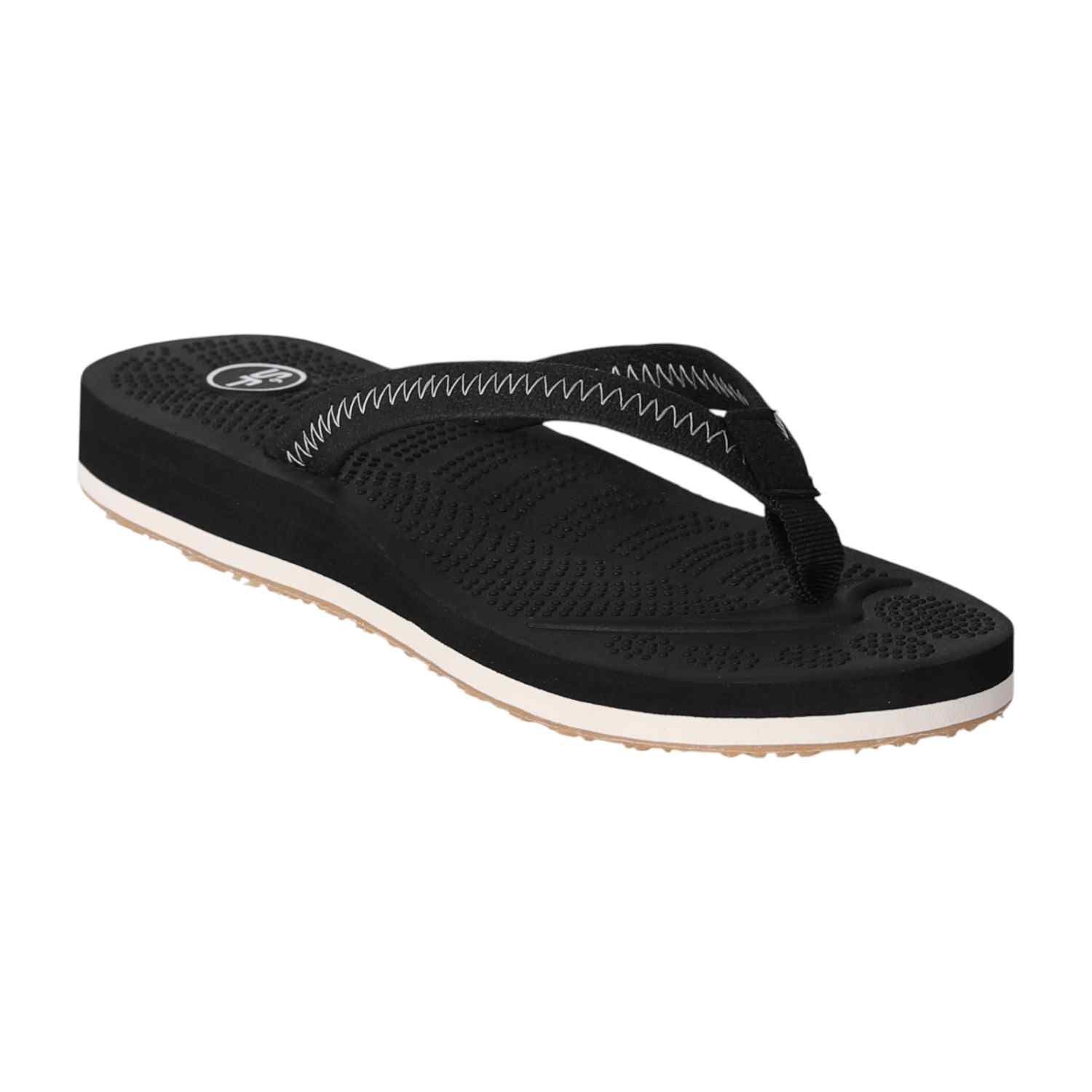WoMen Black Minimal Stitch Flip Flops