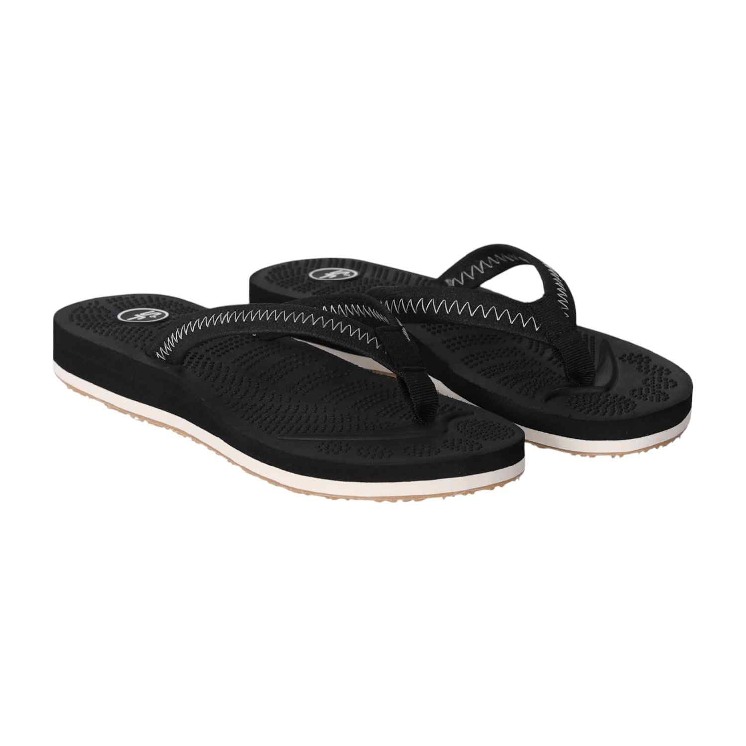 WoMen Black Minimal Stitch Flip Flops