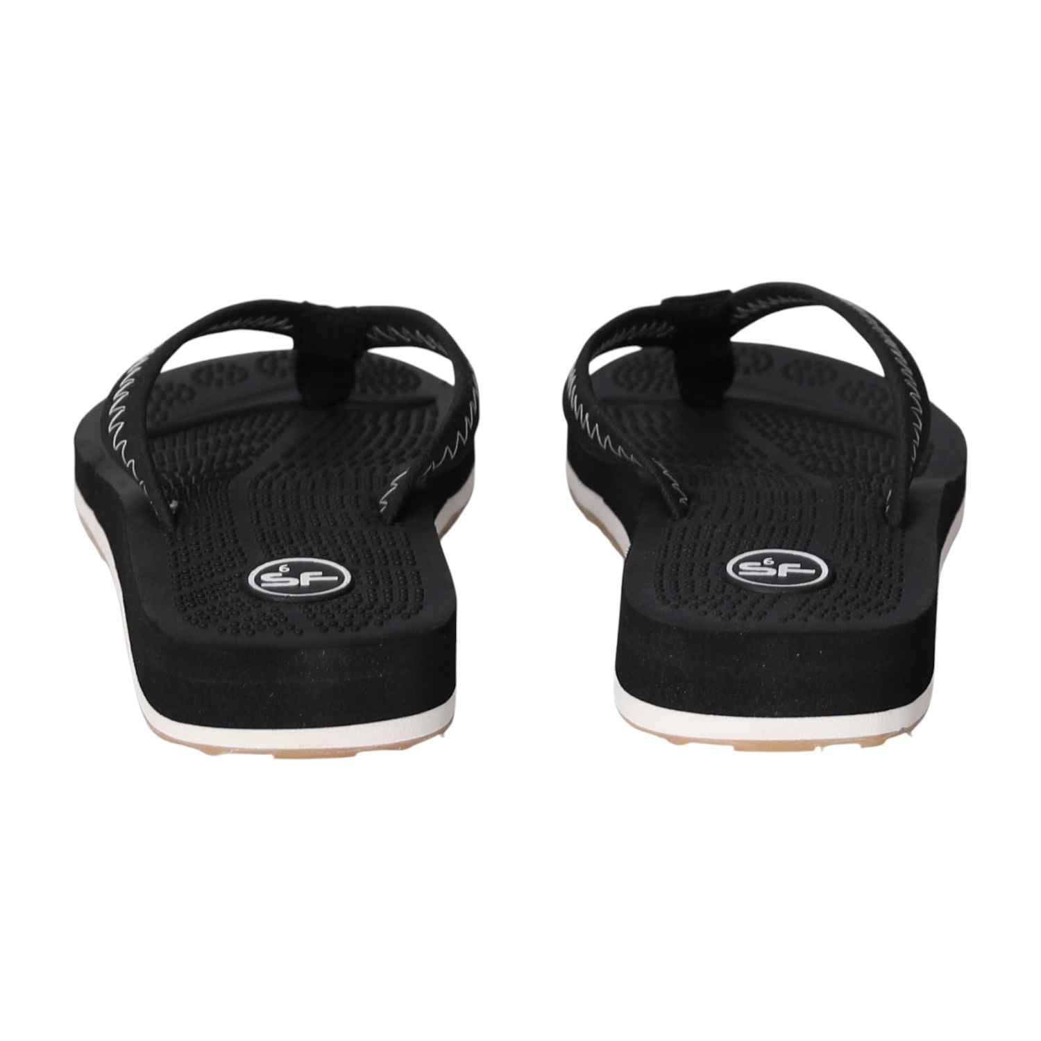WoMen Black Minimal Stitch Flip Flops