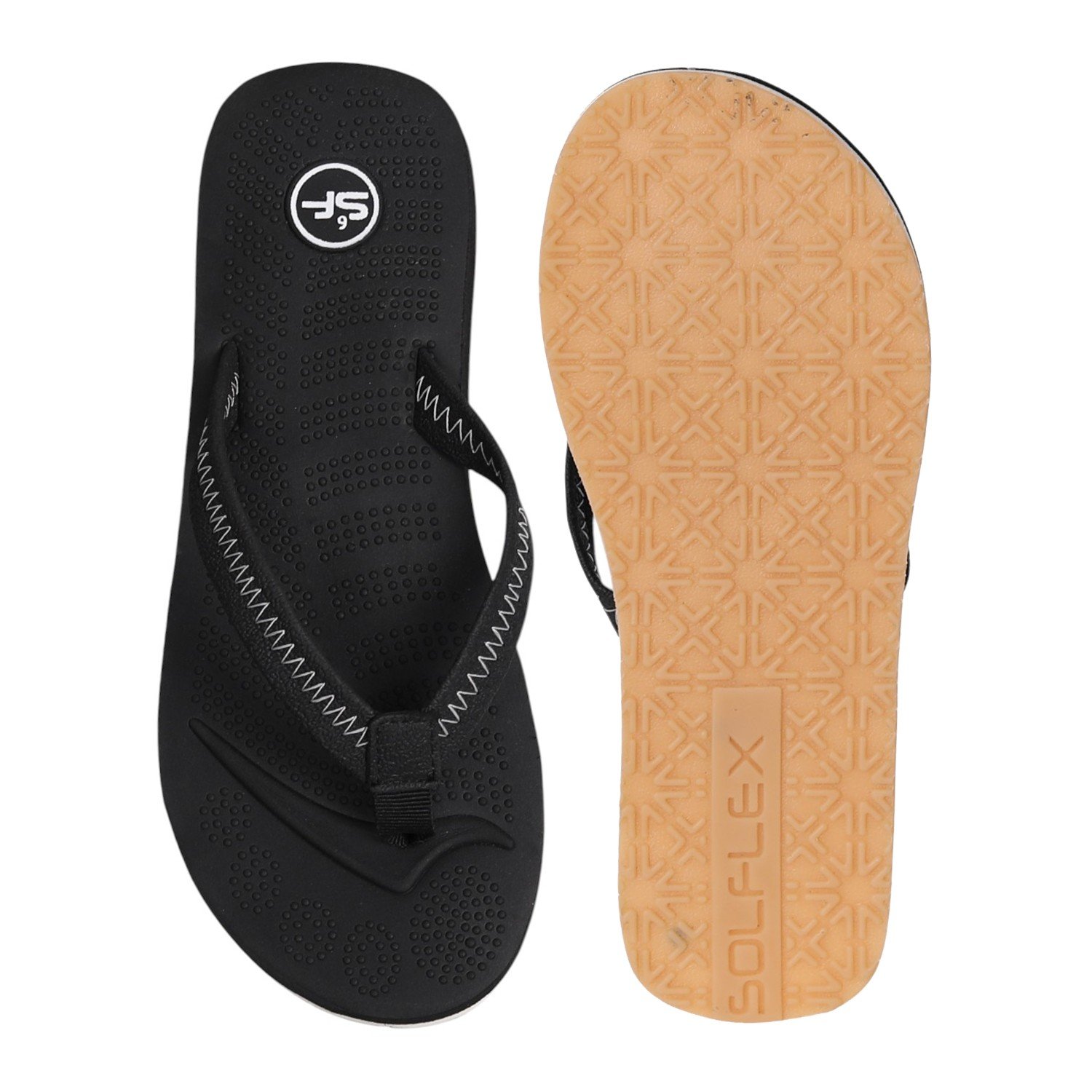 WoMen Black Minimal Stitch Flip Flops