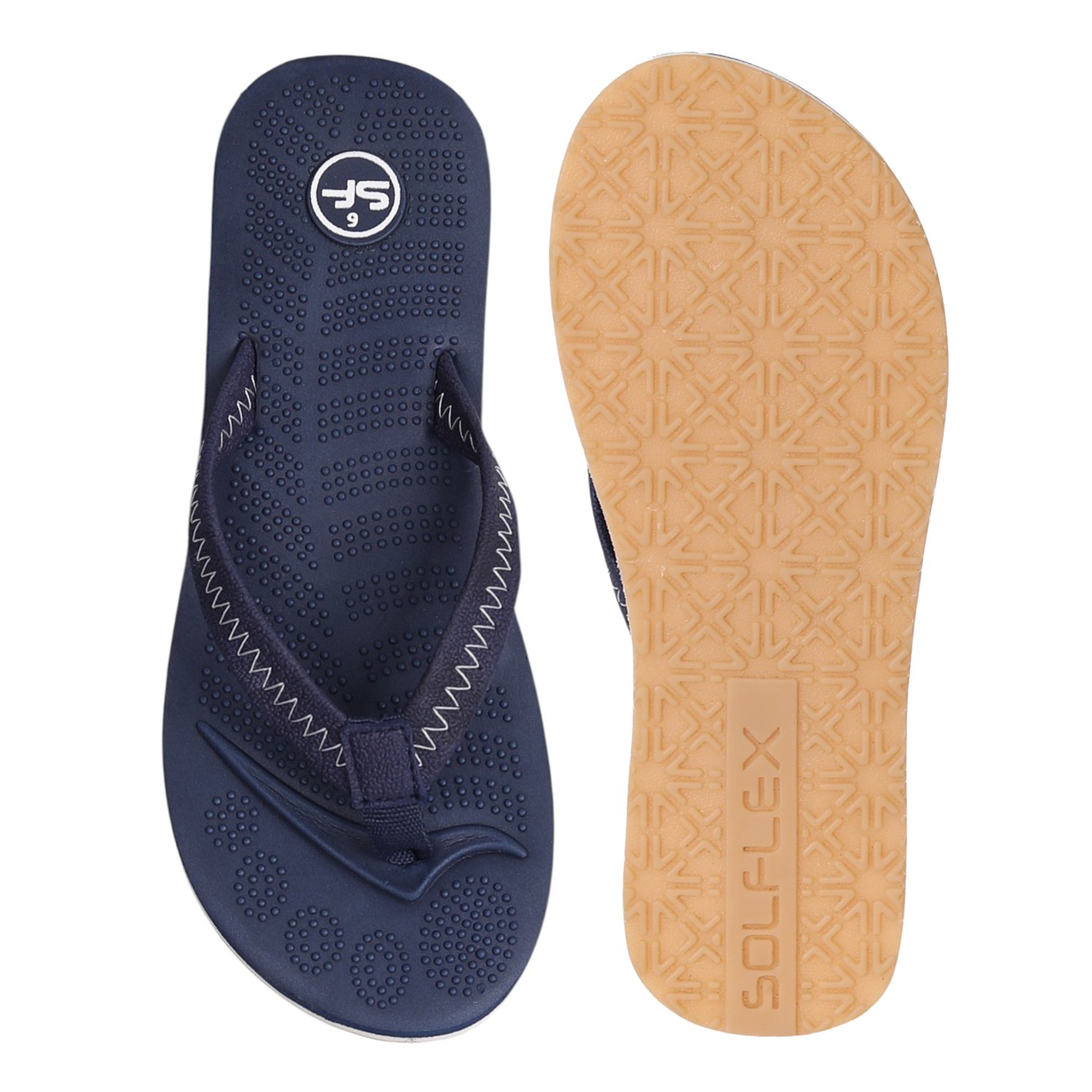 WoMen Navy Minimal Stitch Flip Flops