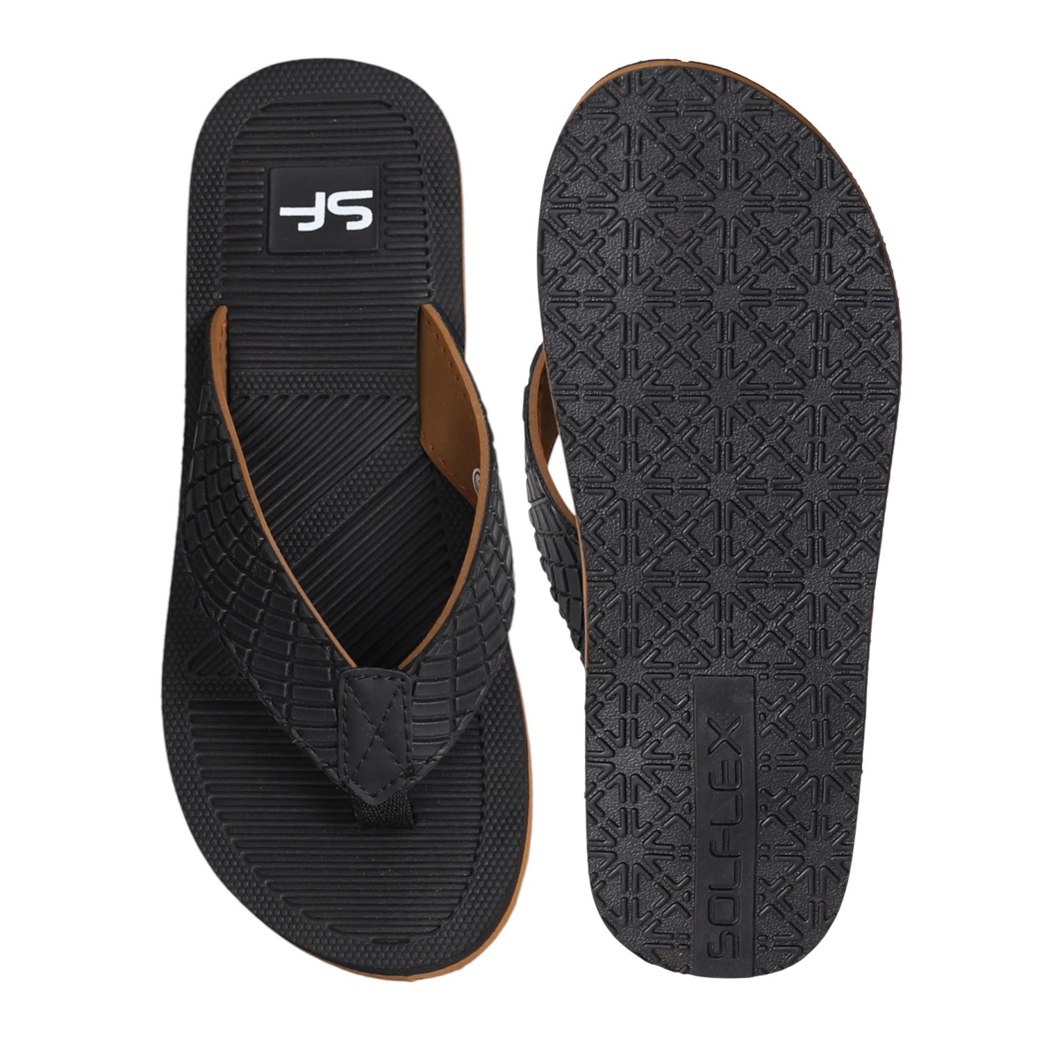 Men Black Urban Texture Flip Flops