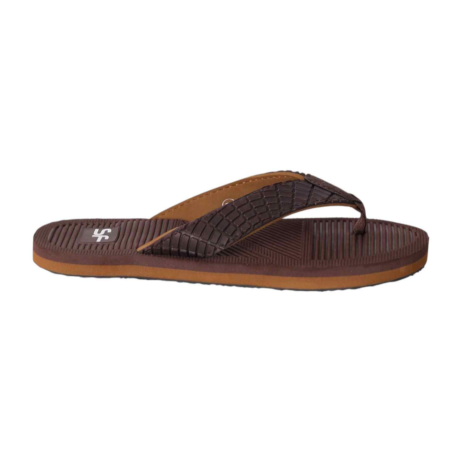 Men Brown Urban Texture Flip Flops