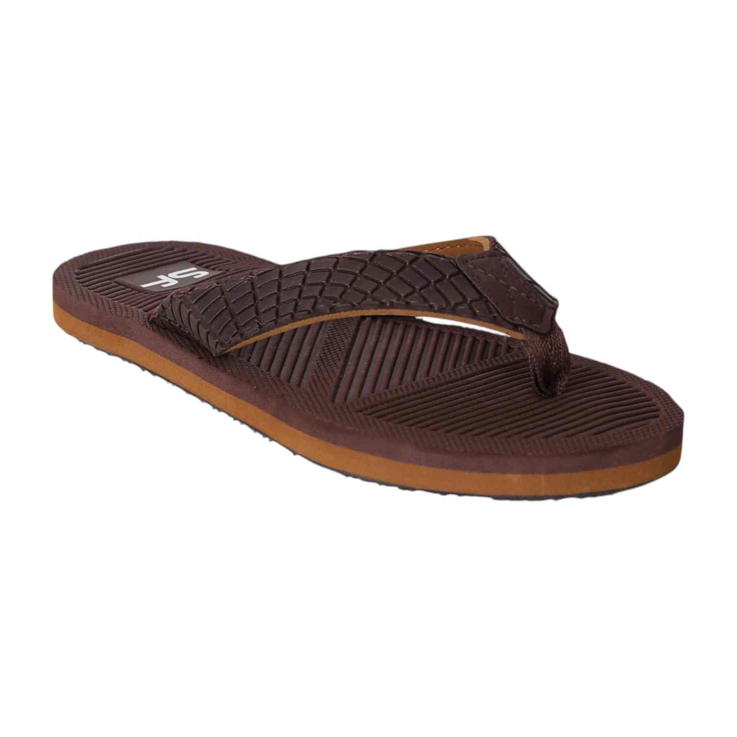 Men Brown Urban Texture Flip Flops