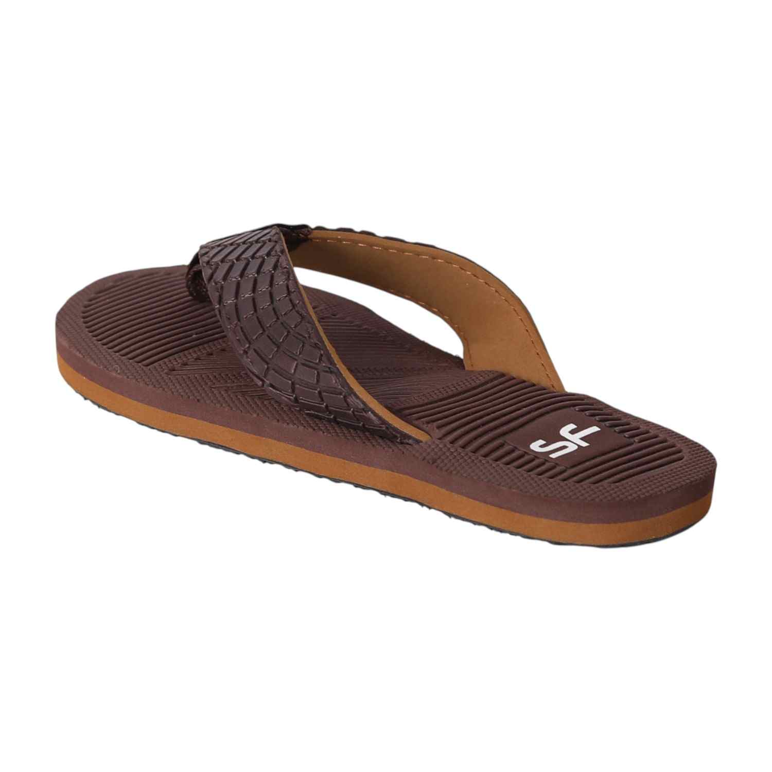 Men Brown Urban Texture Flip Flops