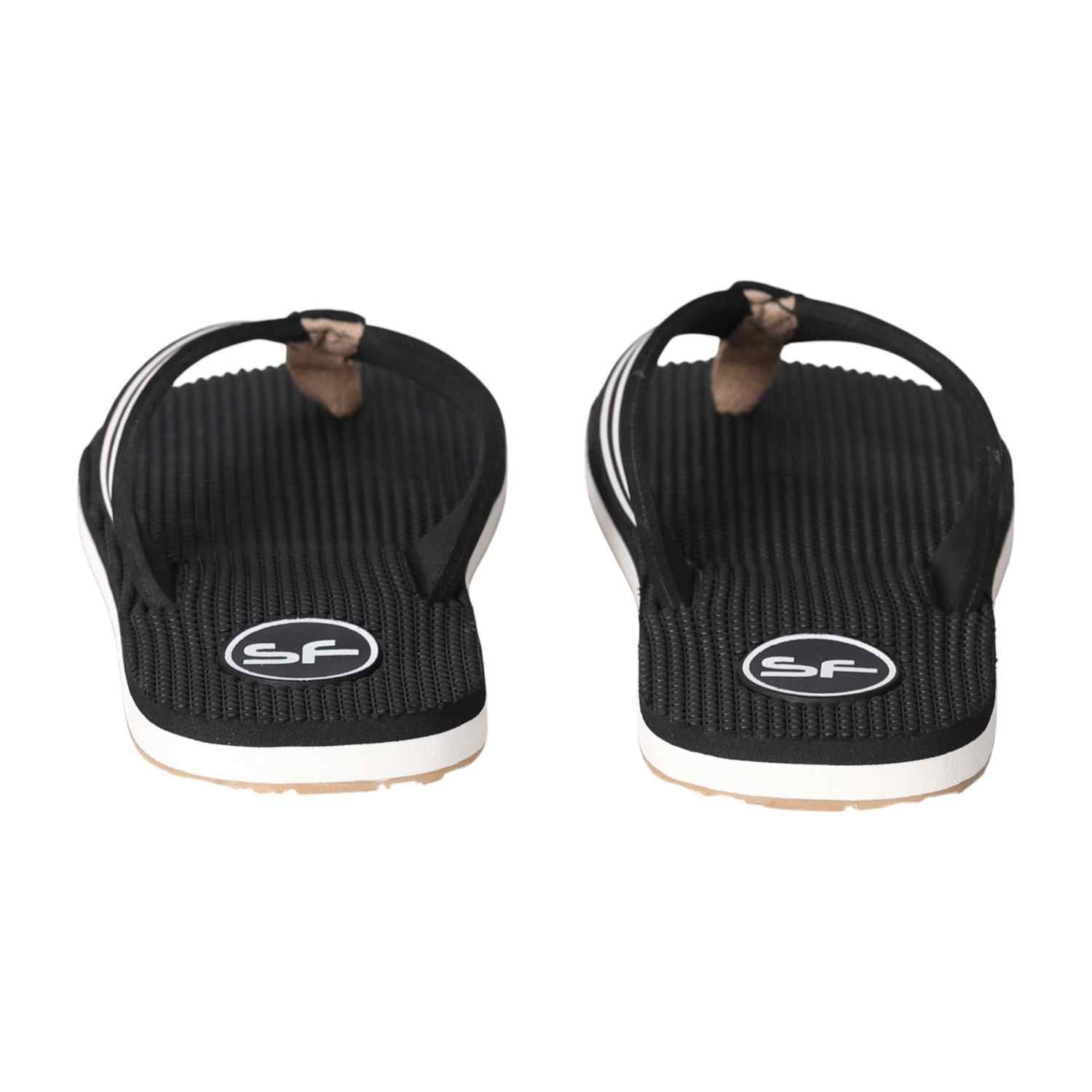 Men Black Sport Stripe Flip Flops