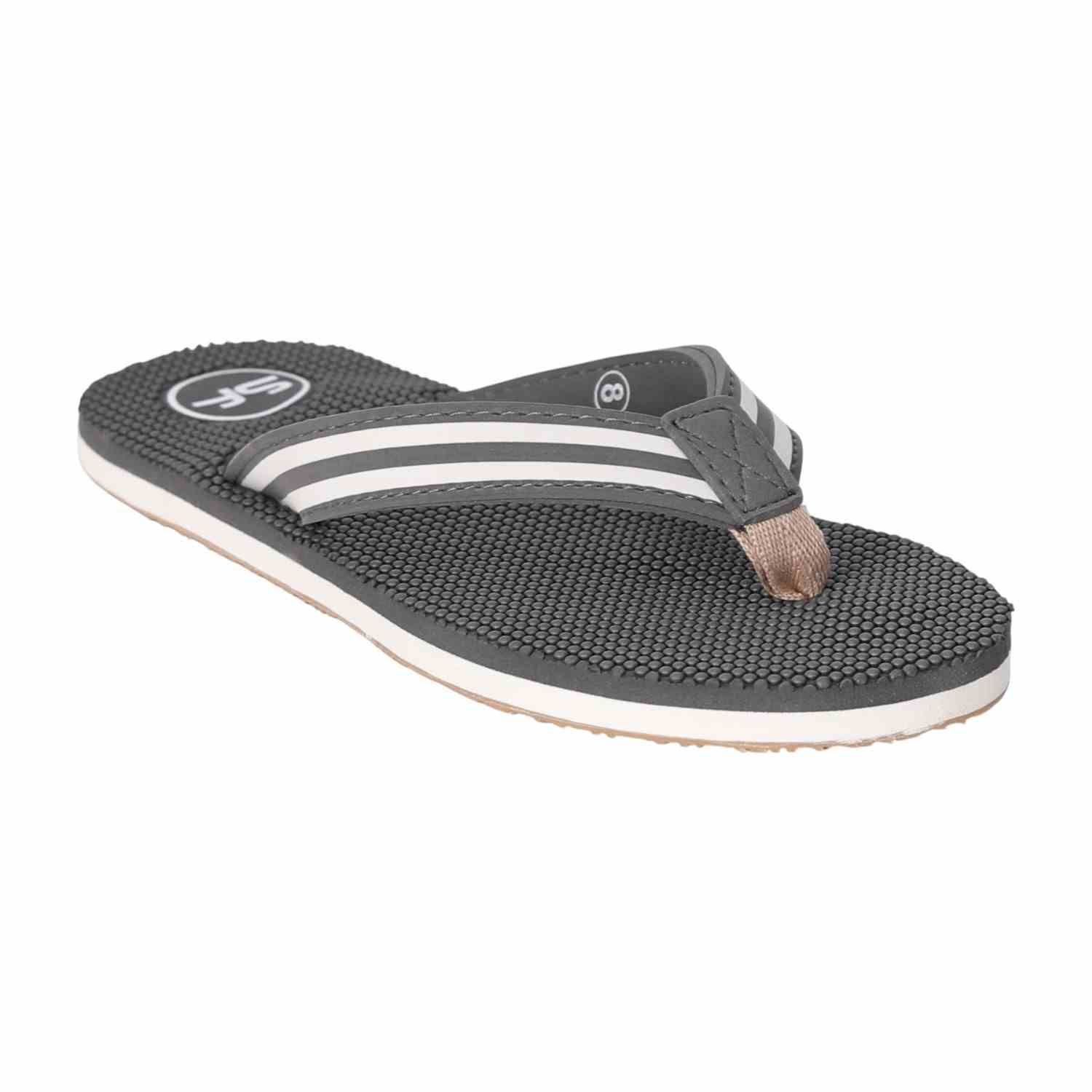 Men Grey Sport Stripe Flip Flops