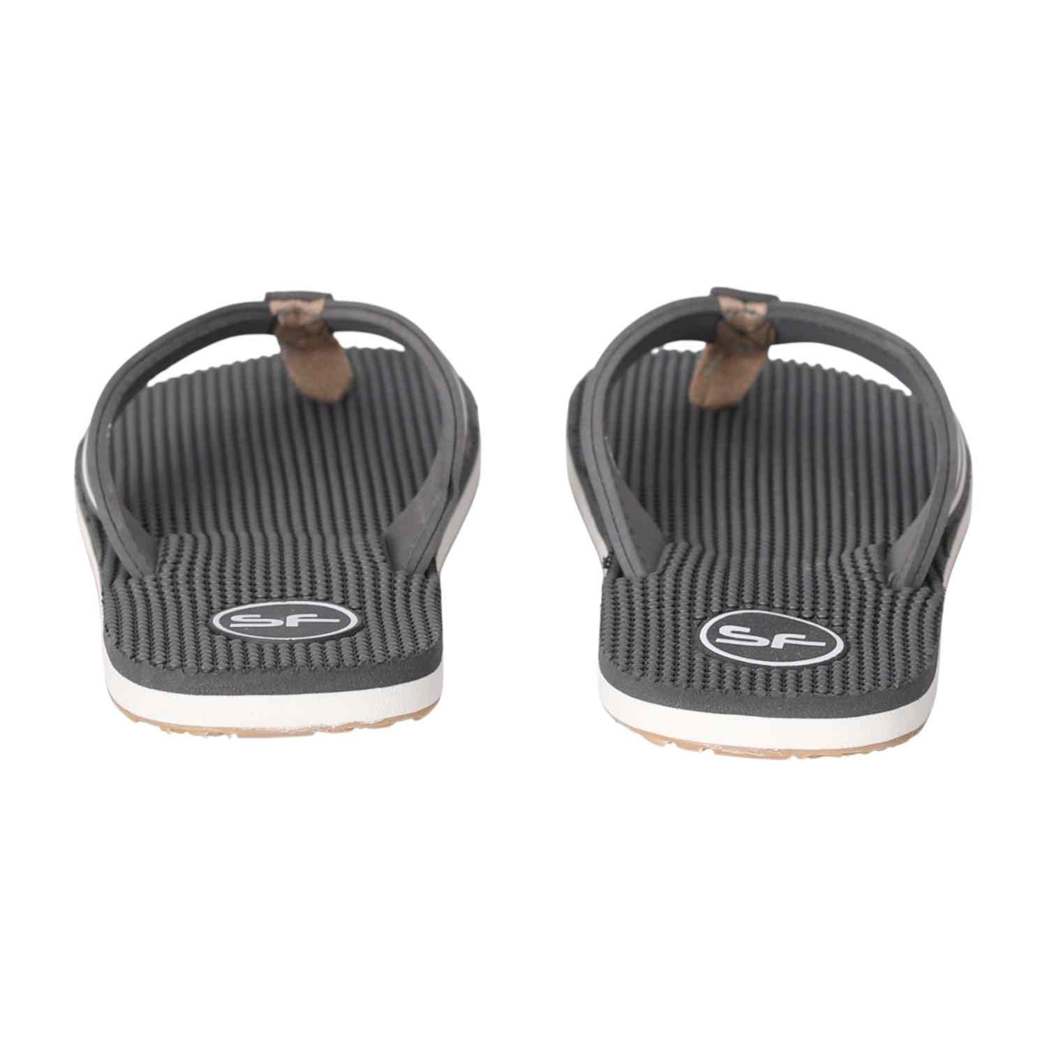 Men Grey Sport Stripe Flip Flops