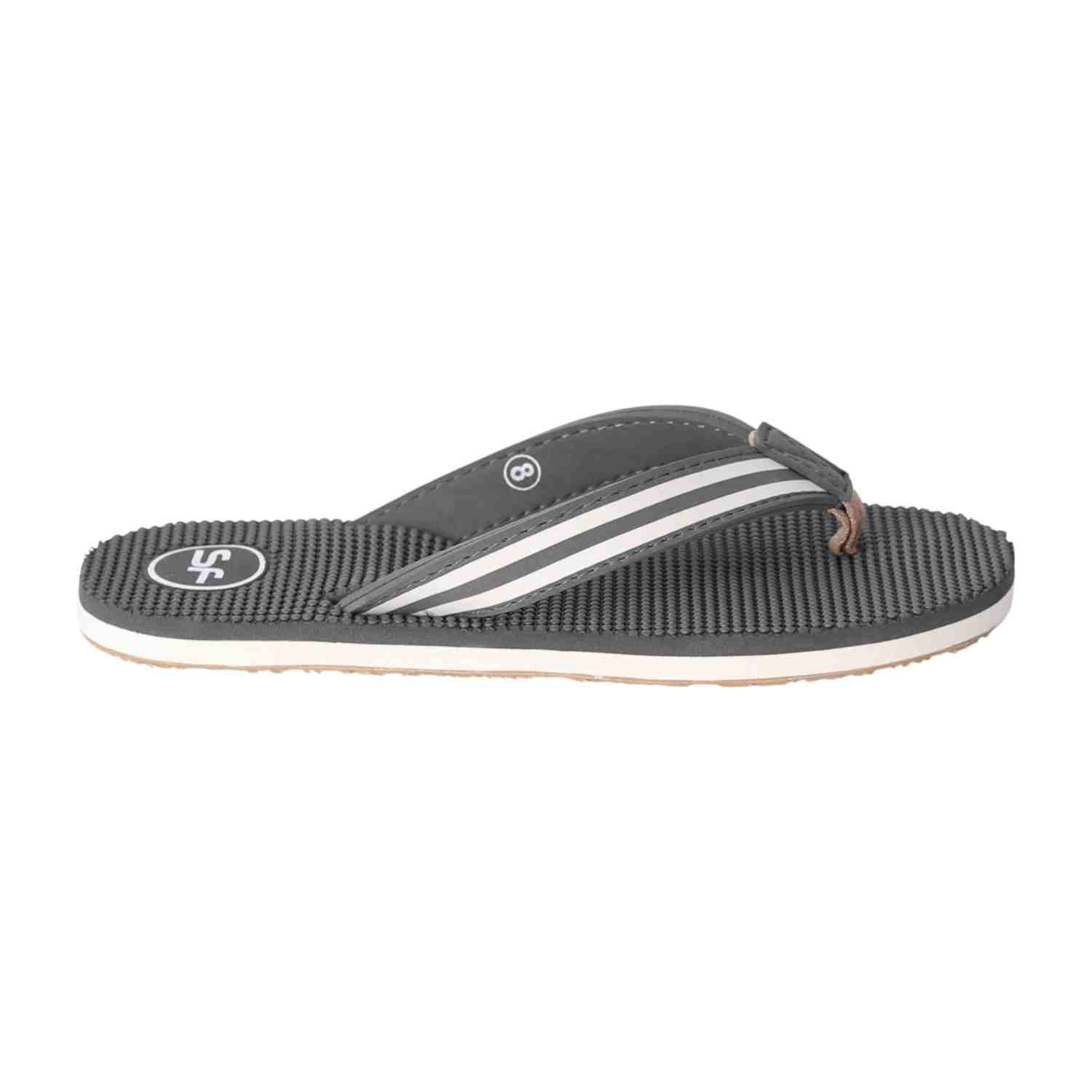 Men Grey Sport Stripe Flip Flops