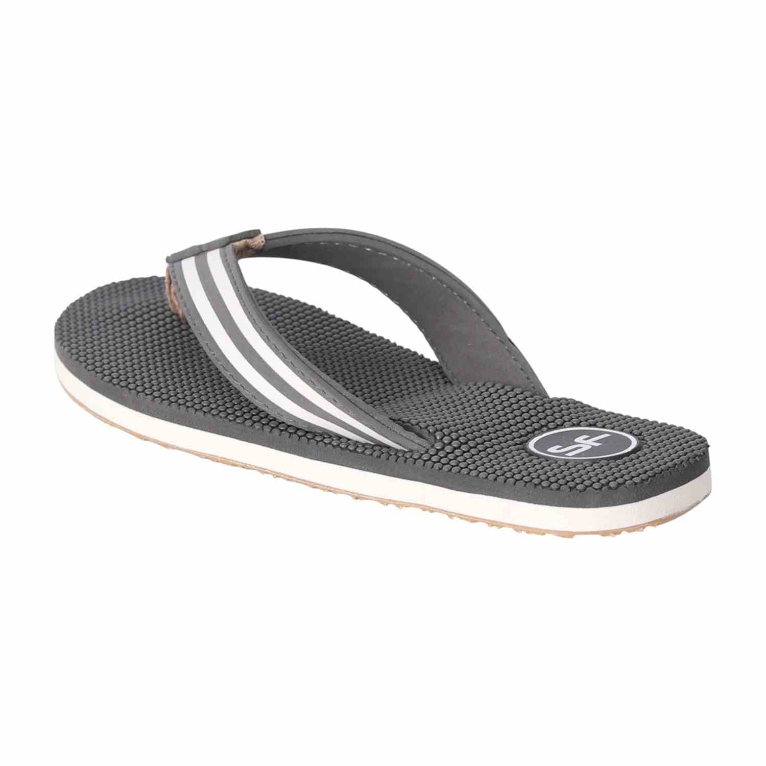 Men Grey Sport Stripe Flip Flops