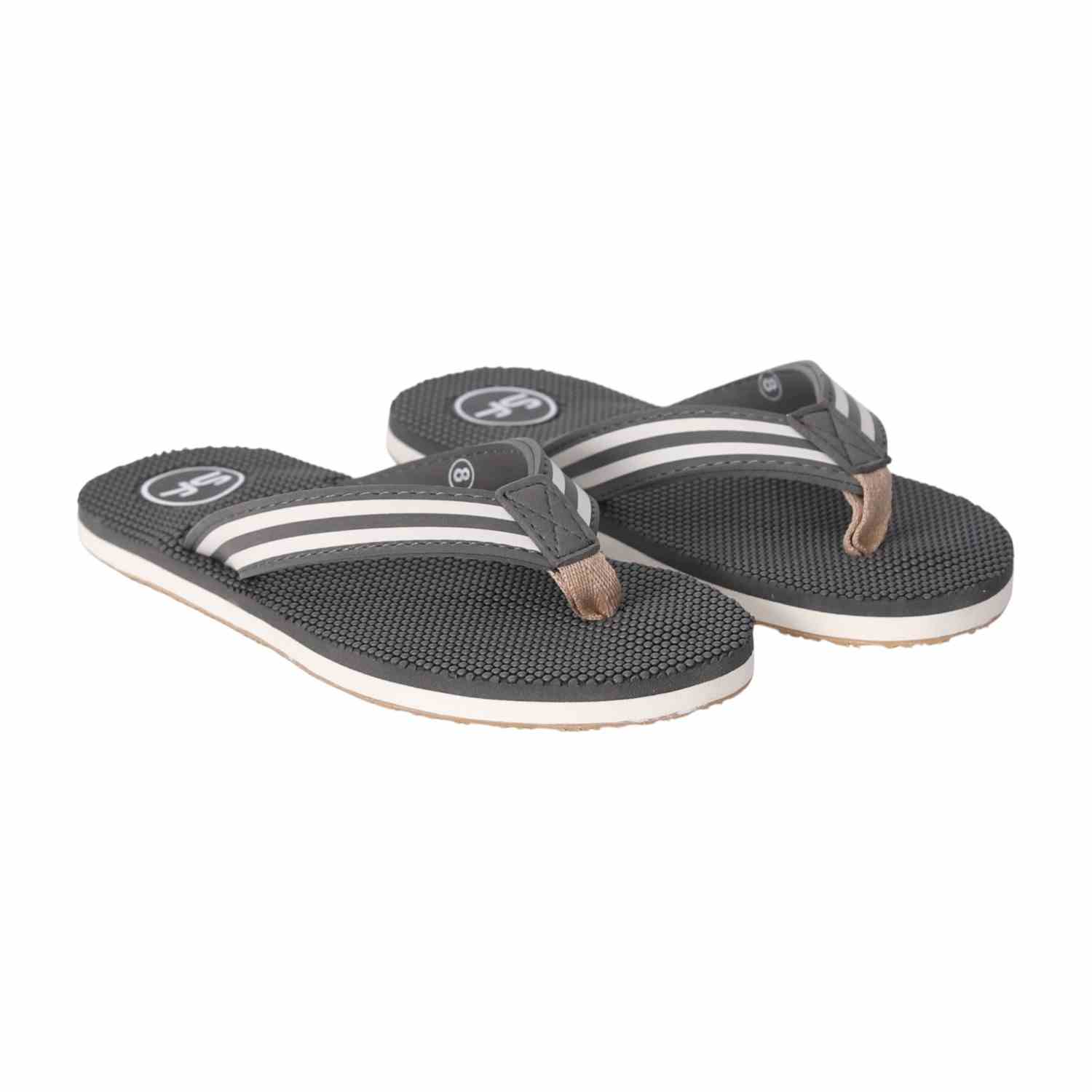 Men Grey Sport Stripe Flip Flops