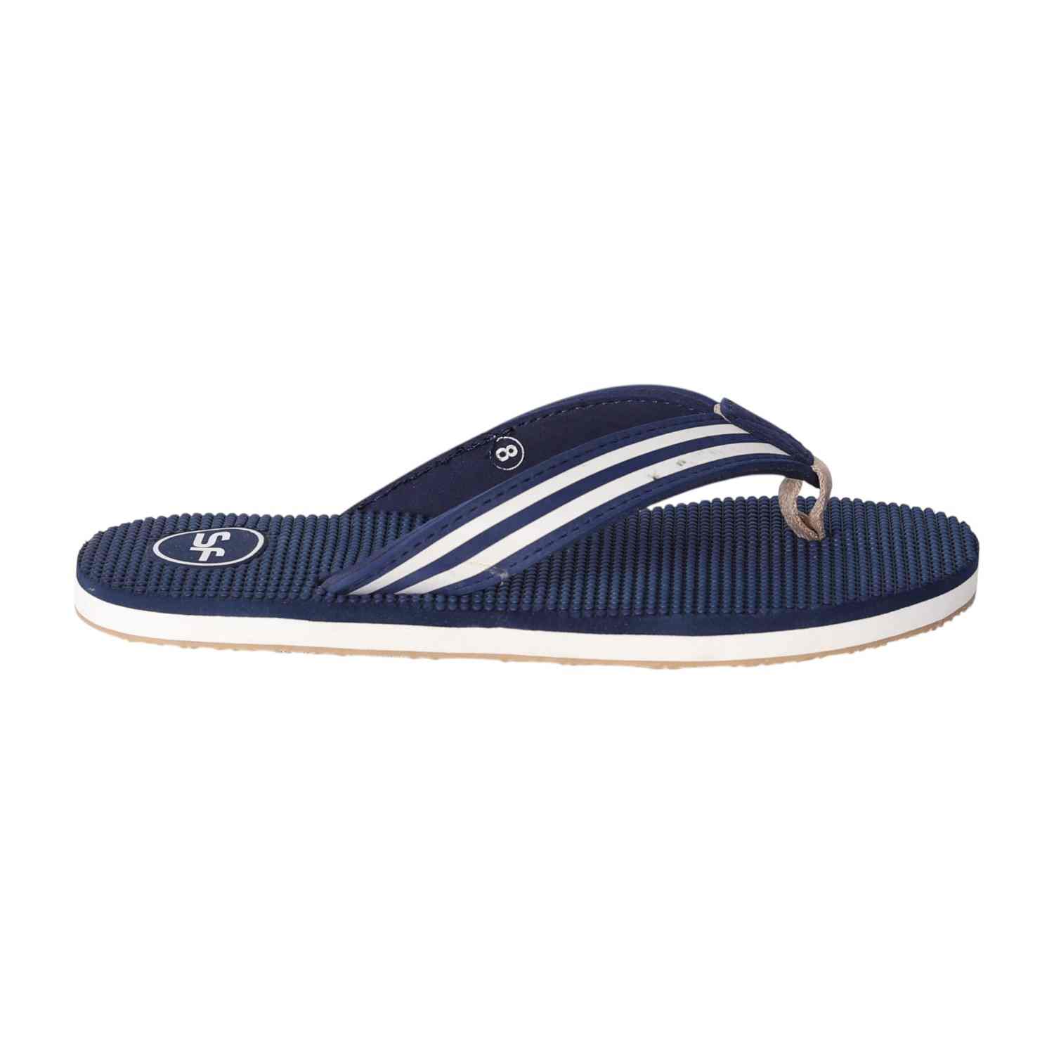 Men Navy Sport Stripe Flip Flops