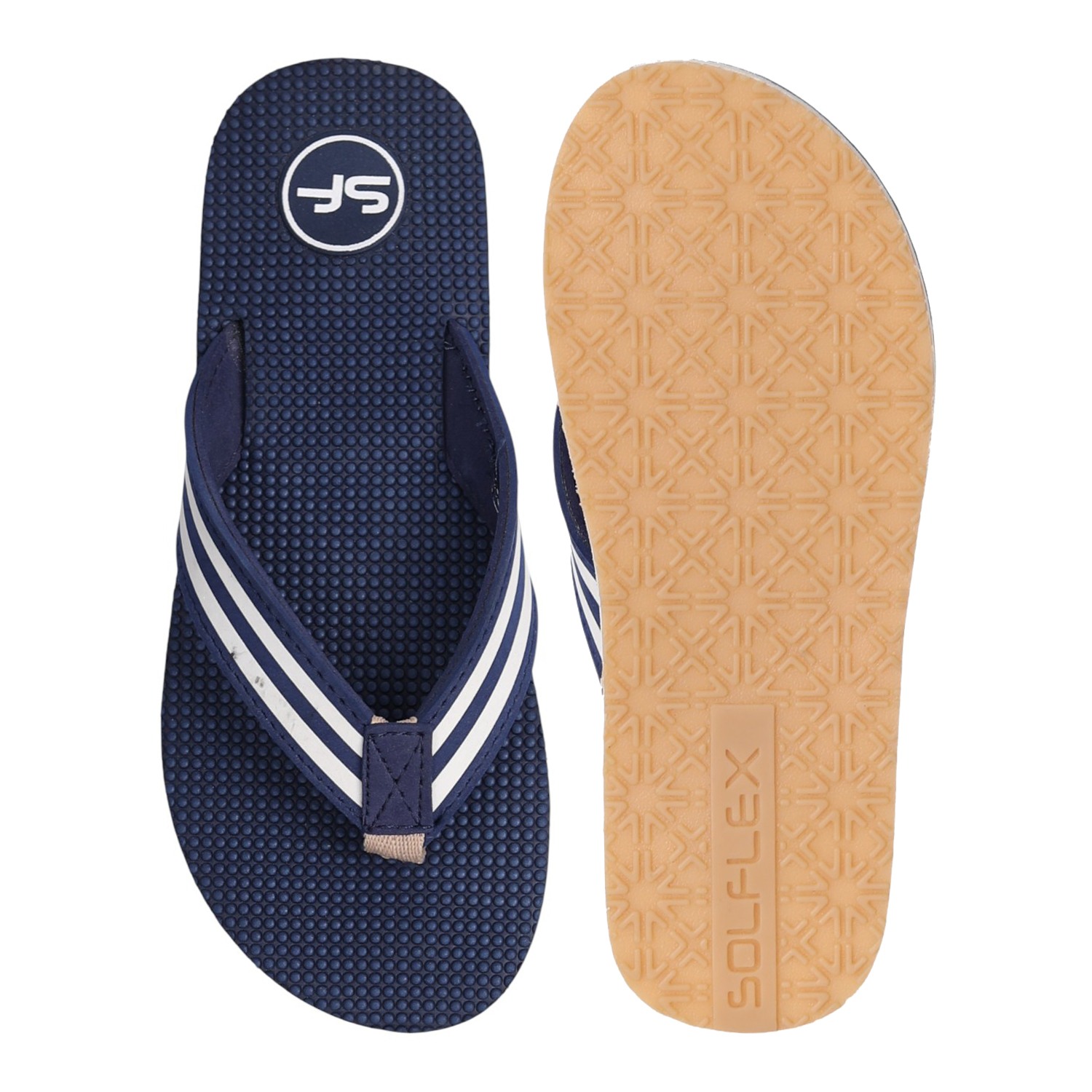 Men Navy Sport Stripe Flip Flops