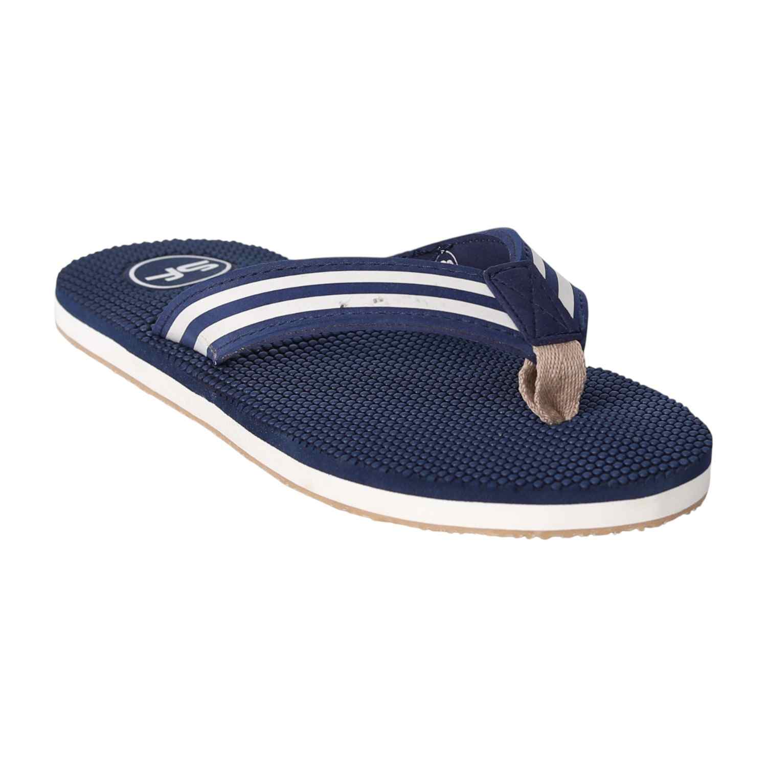 Men Navy Sport Stripe Flip Flops